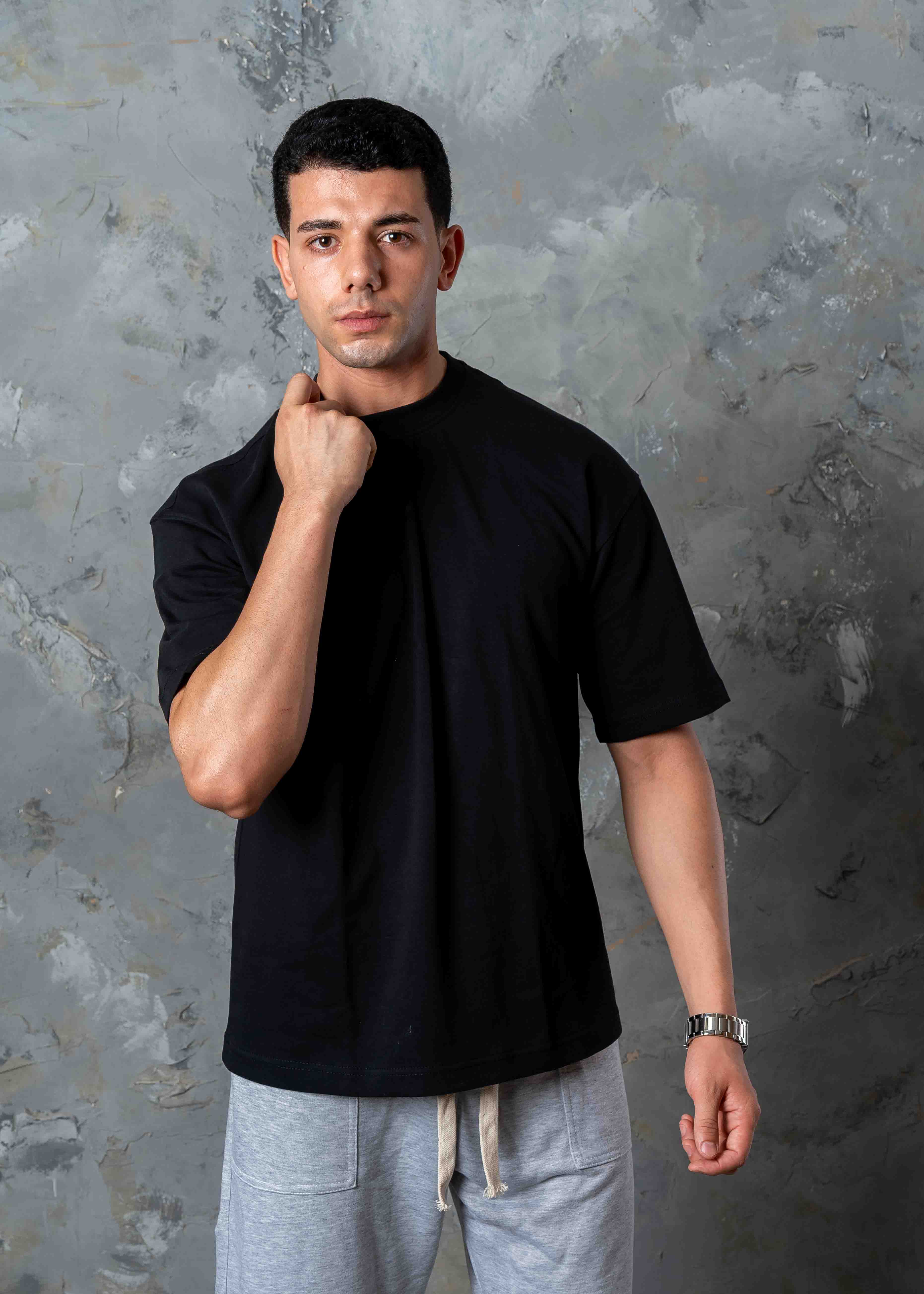 Relaxed Fit Drop Shoulder T-Shirt - black