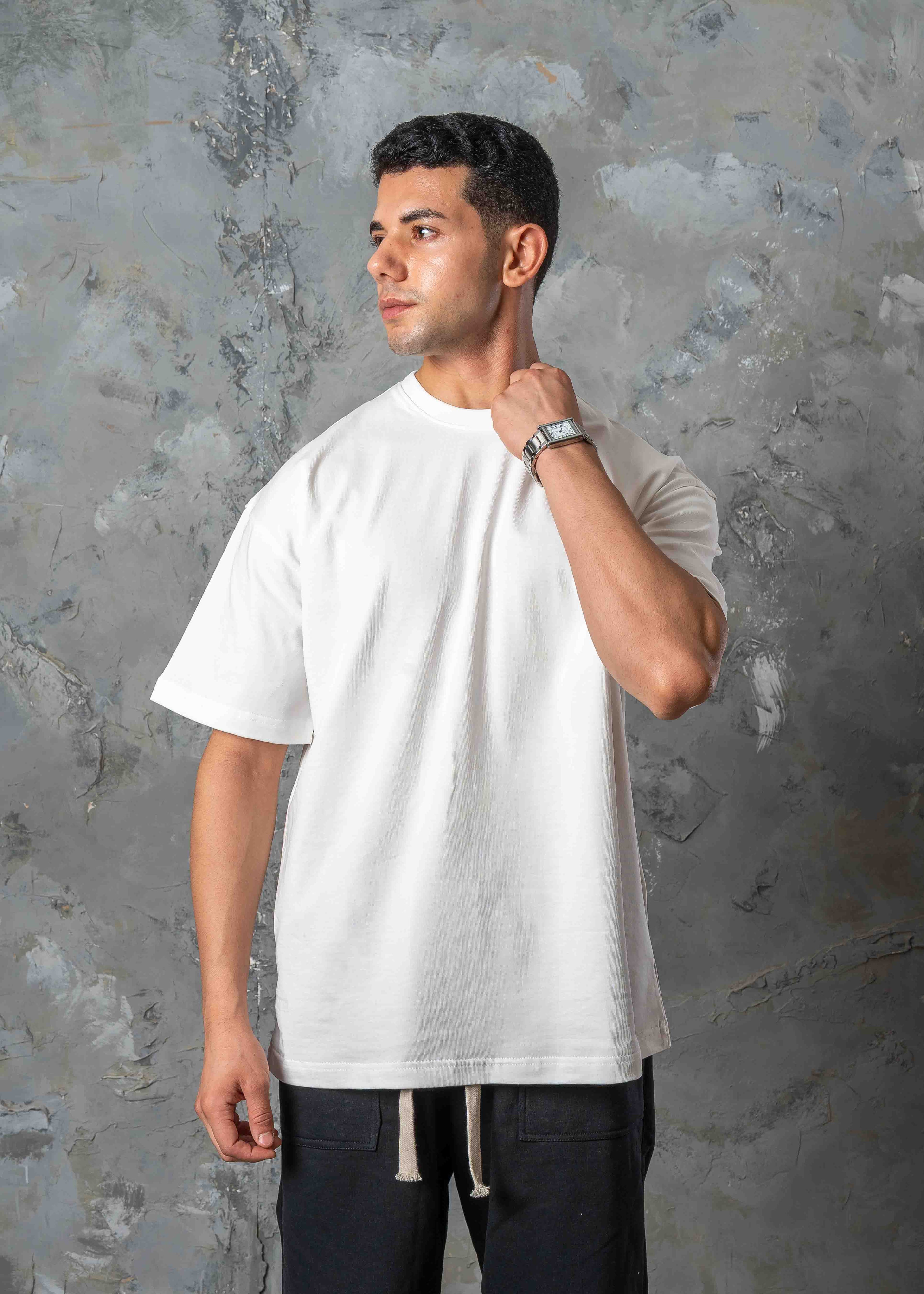 Relaxed Fit Drop Shoulder T-Shirt - white
