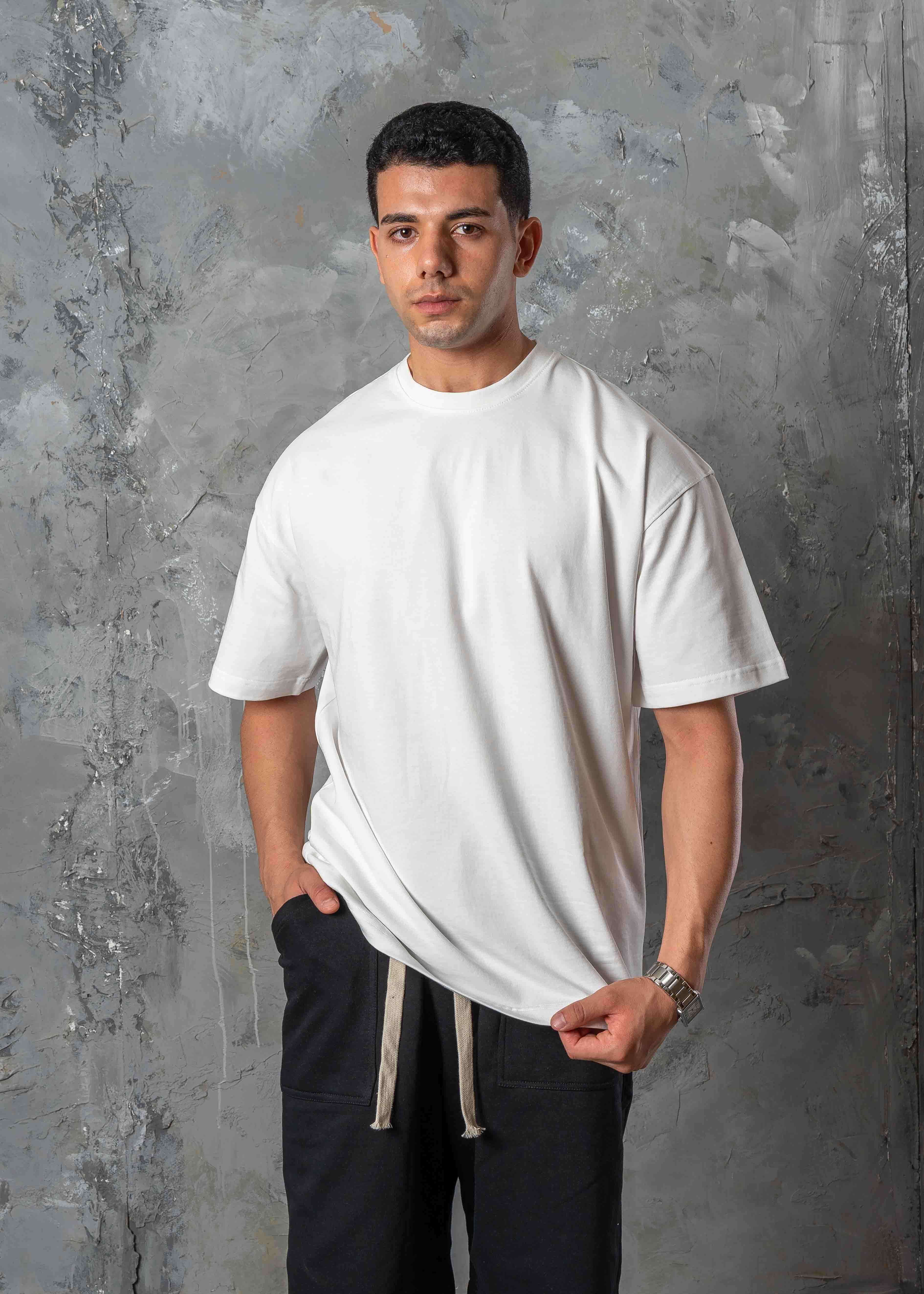 Relaxed Fit Drop Shoulder T-Shirt - white