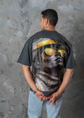 Oversized Back Graphic Print T-Shirt - Dark Grey