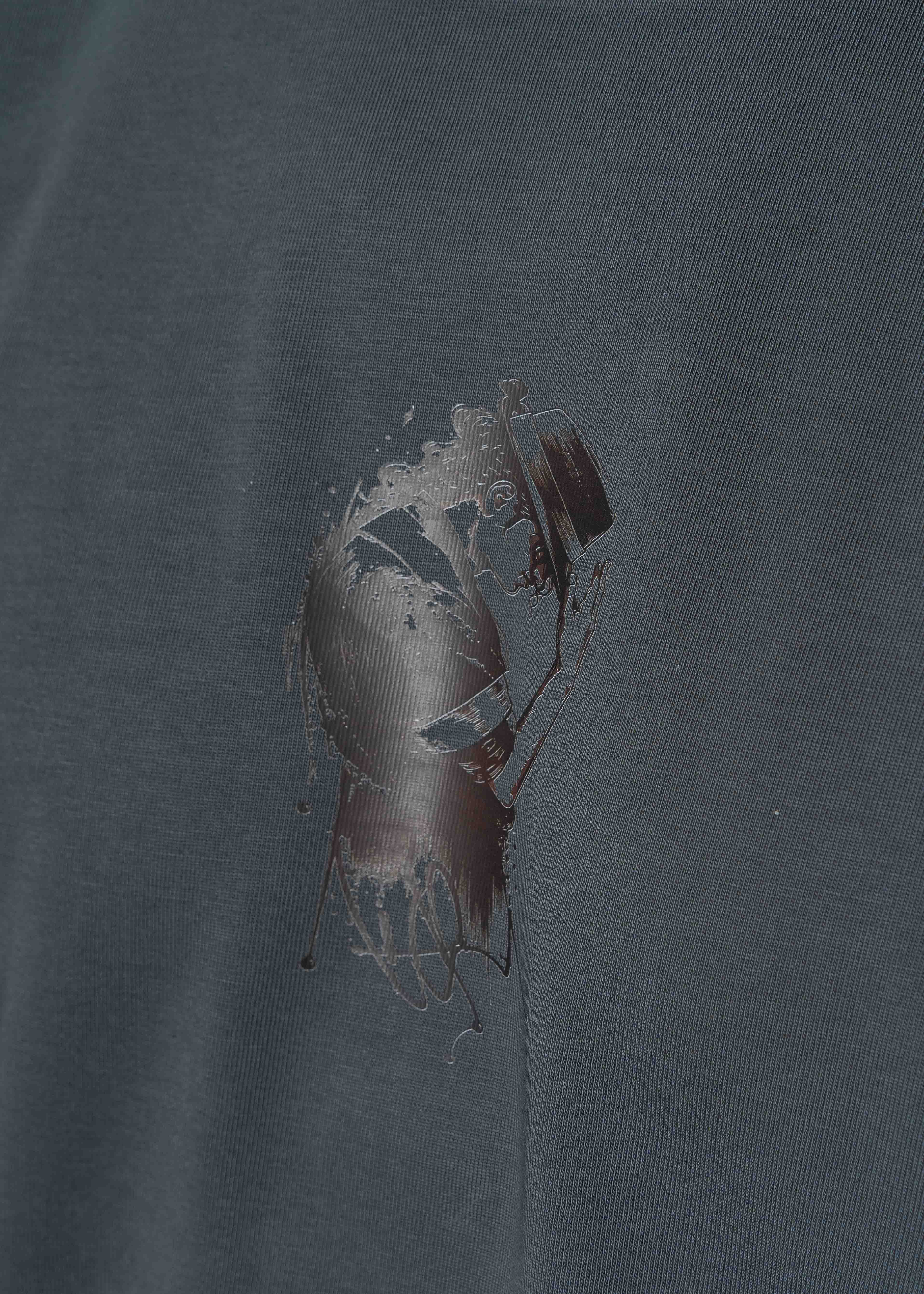 Oversized Back Graphic Print T-Shirt - Dark Grey