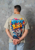 Oversized Back Graphic Print T-Shirt - Light Khaki