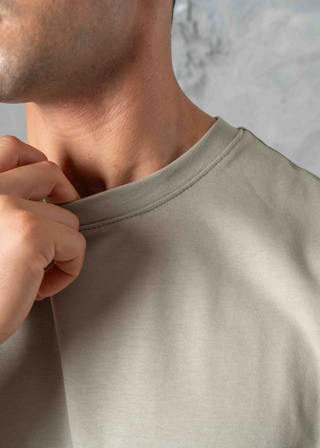 Oversized Back Graphic Print T-Shirt - Light Khaki