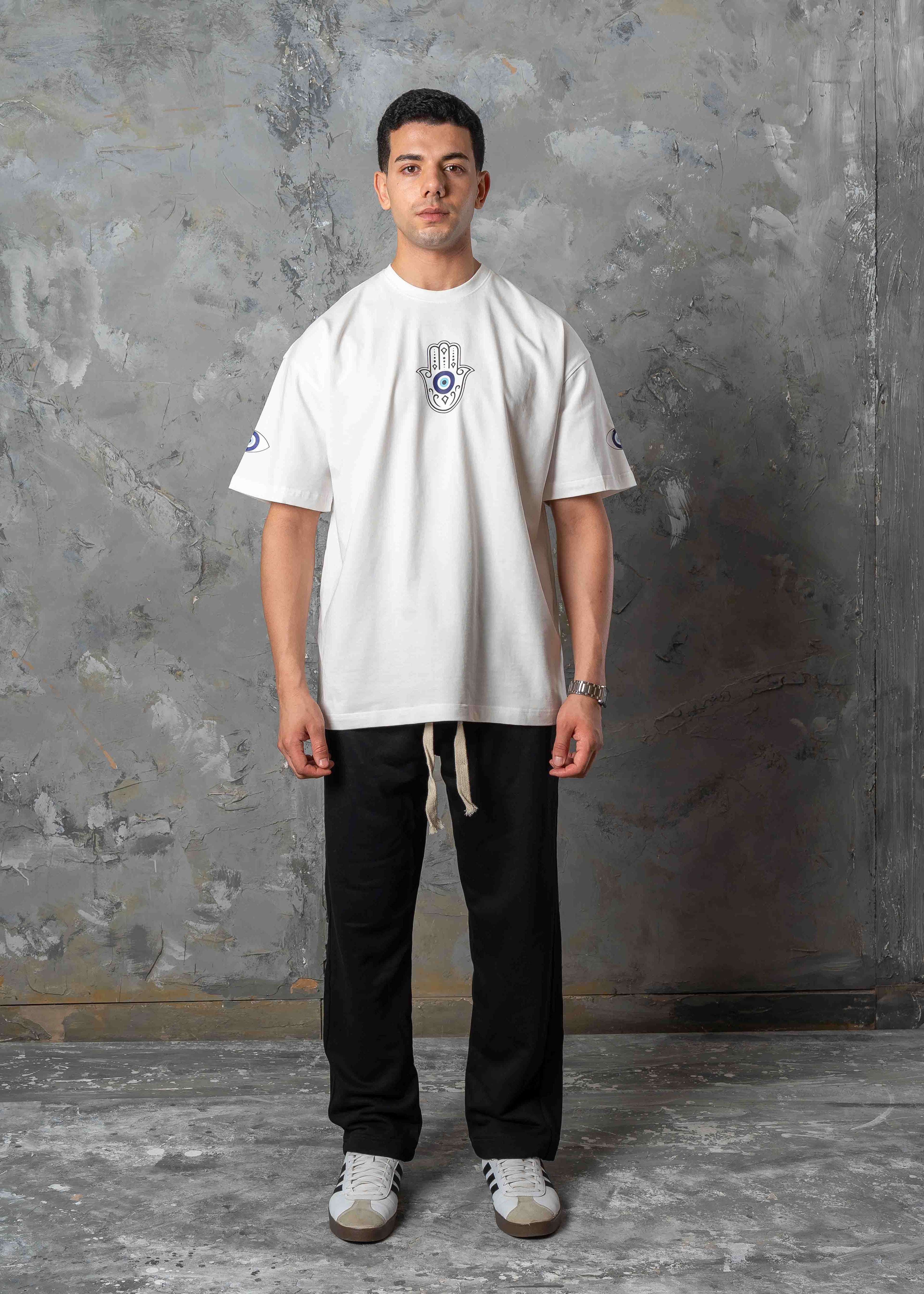 Evil Eye Printed Crewneck T-Shirt - white