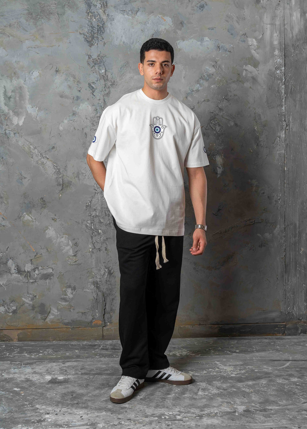 Evil Eye Printed Crewneck T-Shirt - white