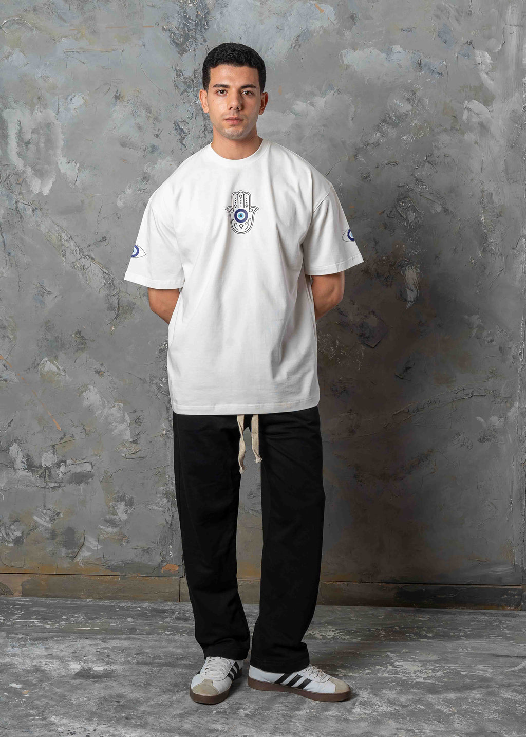 Evil Eye Printed Crewneck T-Shirt - white