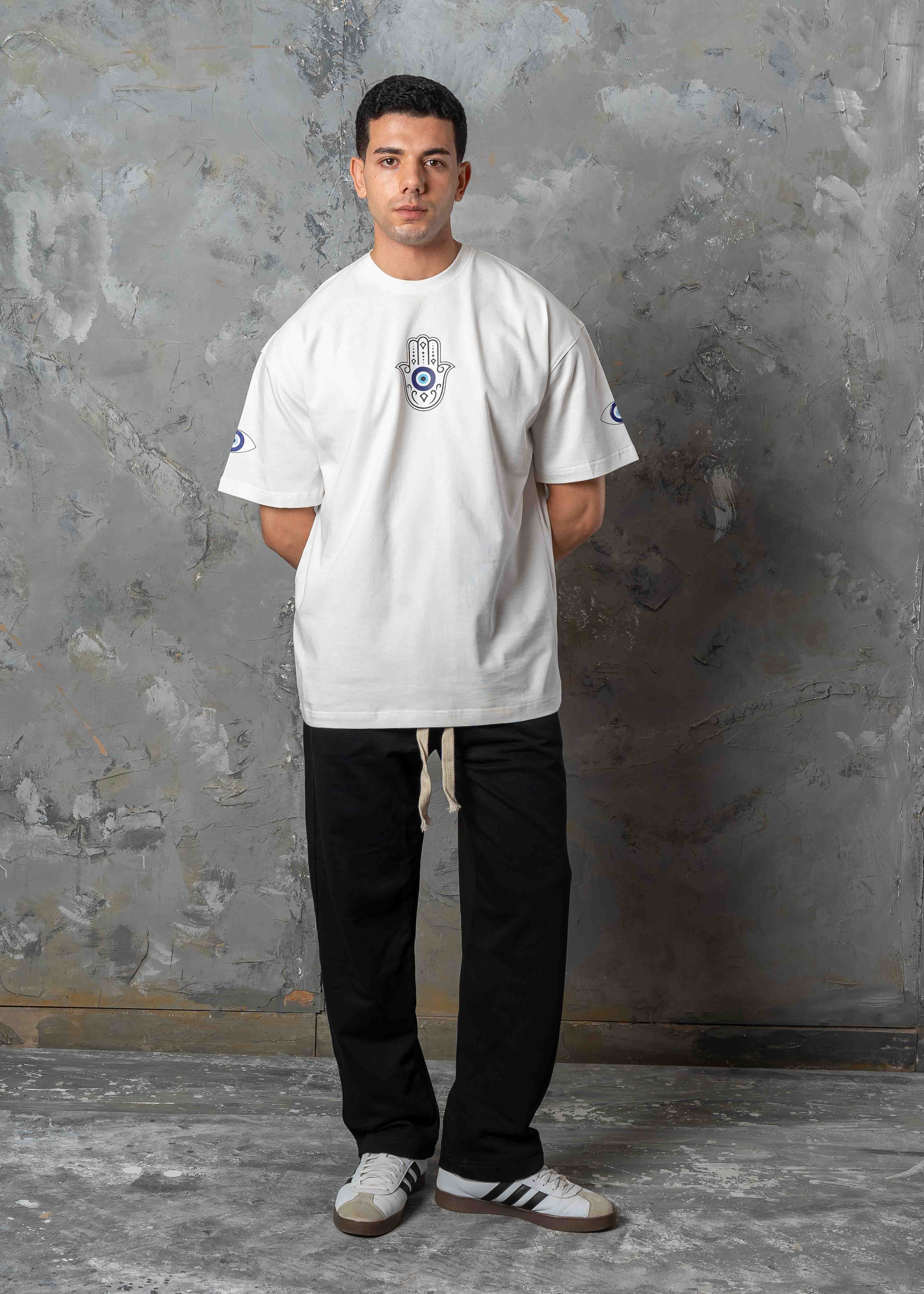 Evil Eye Printed Crewneck T-Shirt - white