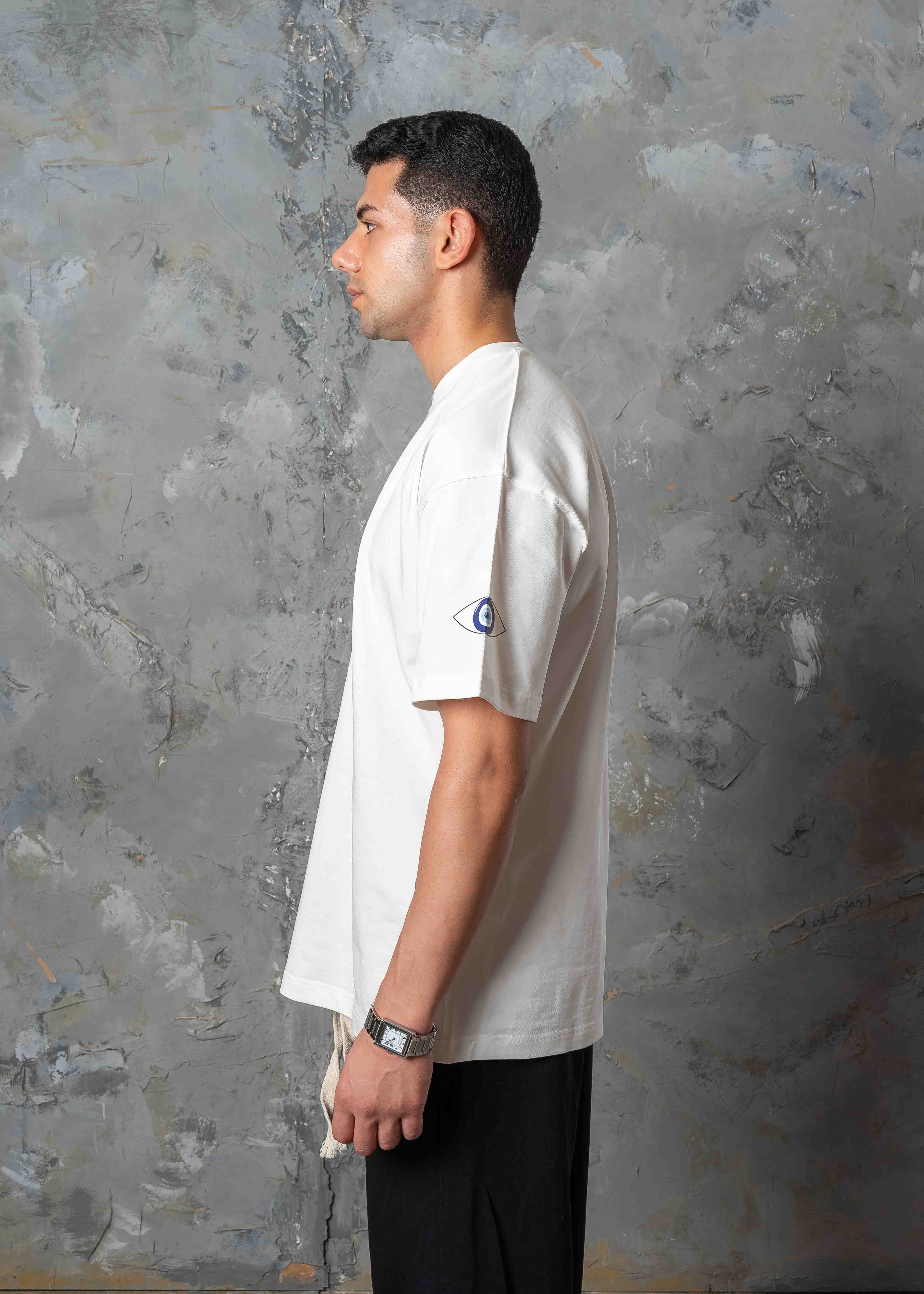 Evil Eye Printed Crewneck T-Shirt - white