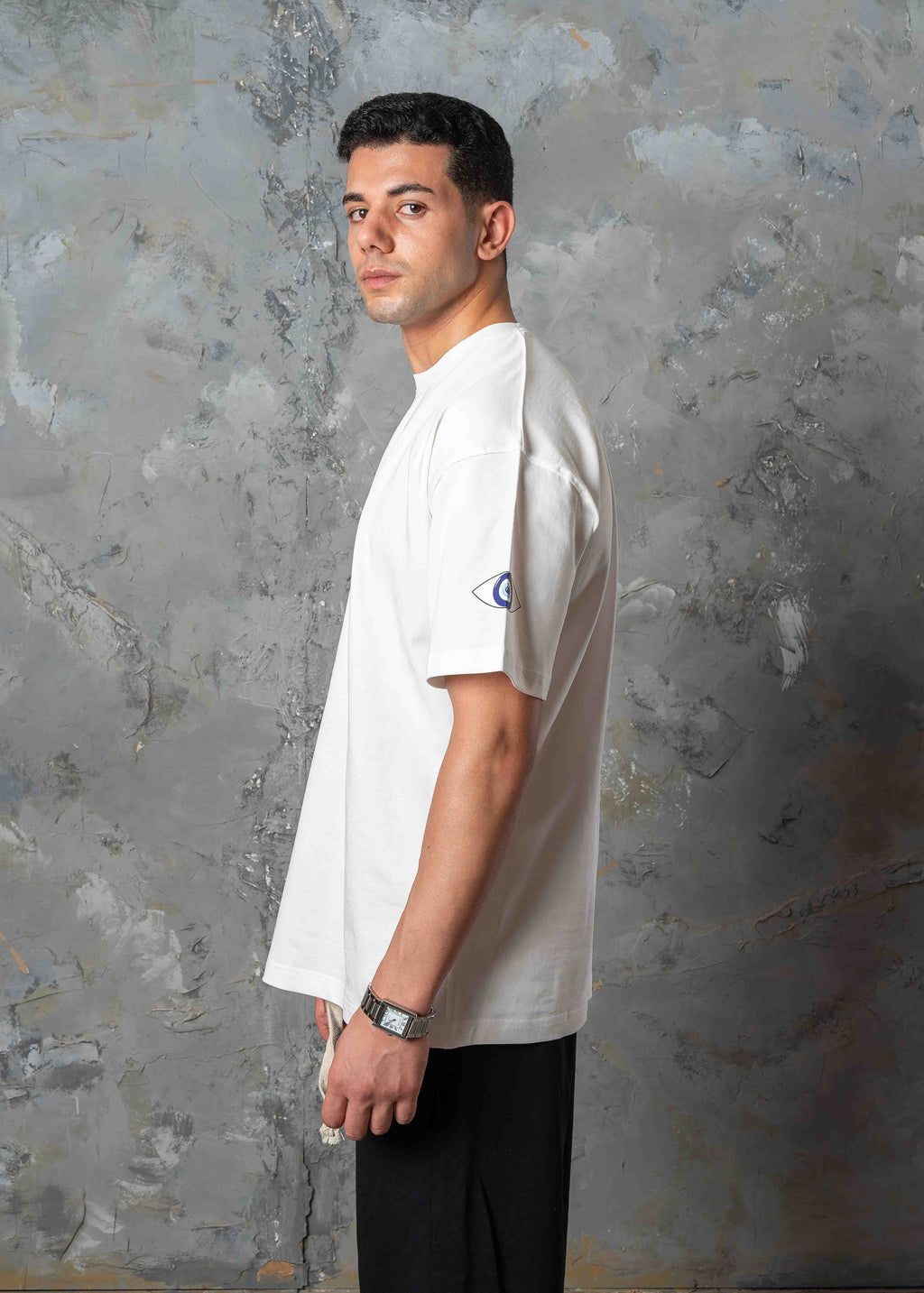 Evil Eye Printed Crewneck T-Shirt - white