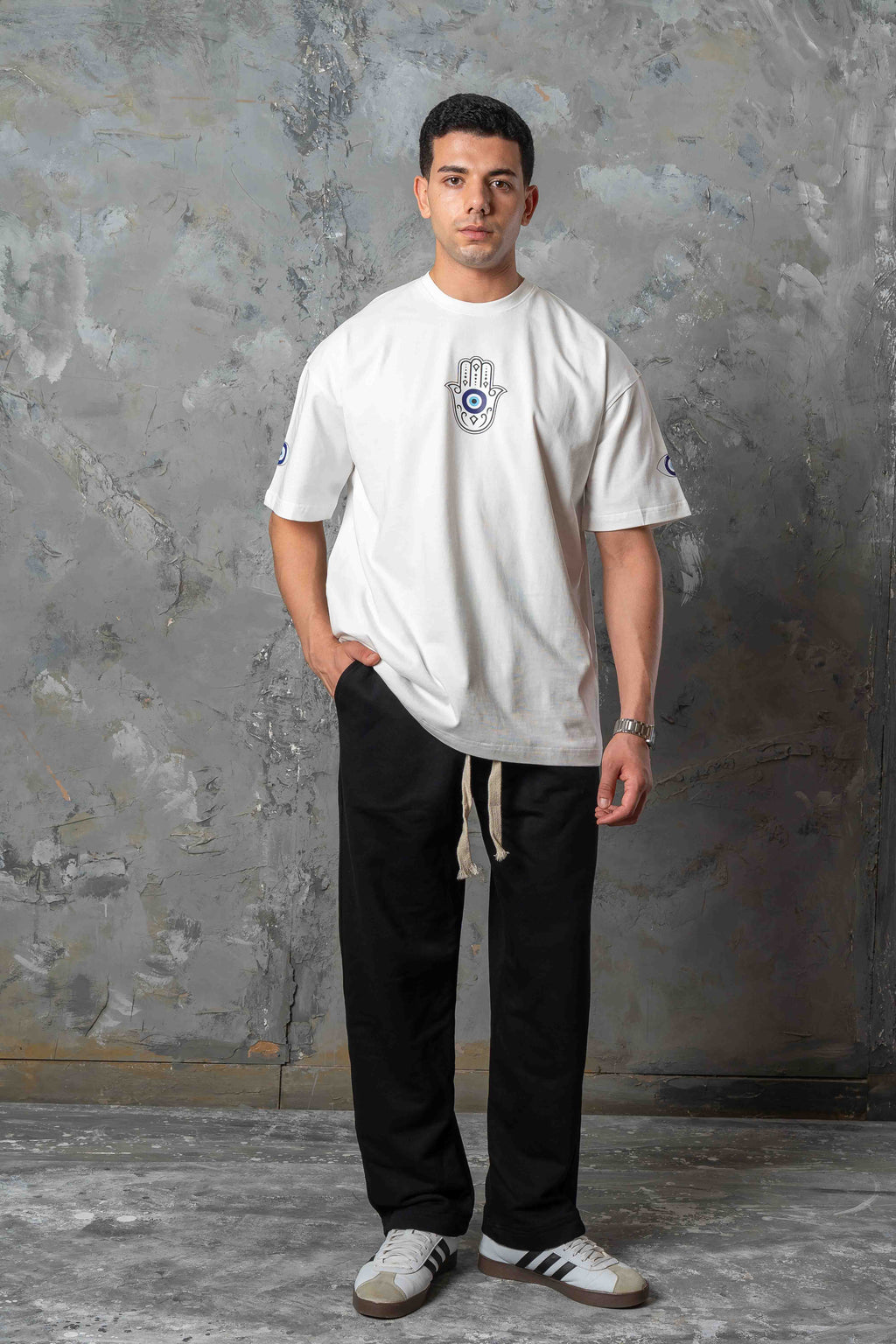Evil Eye Printed Crewneck T-Shirt - white