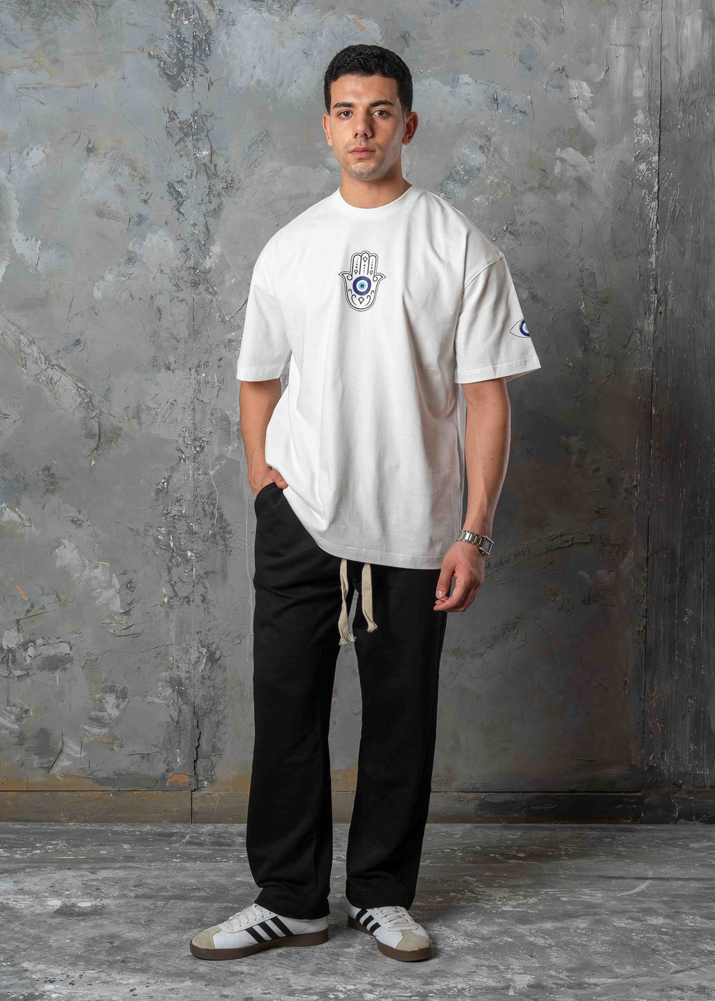 Evil Eye Printed Crewneck T-Shirt - white