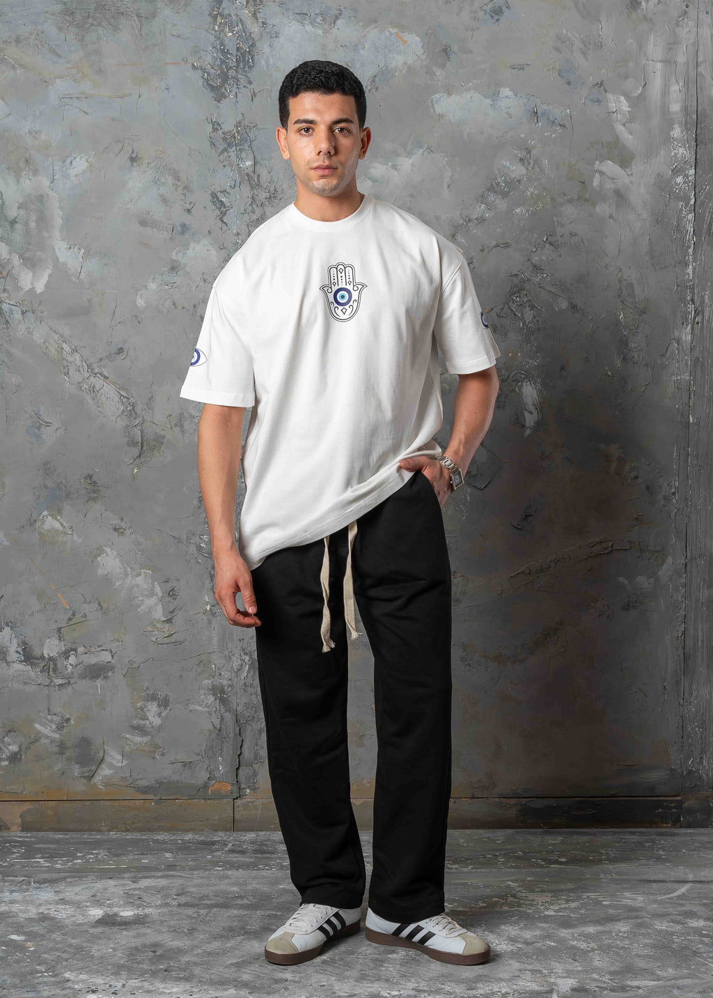 Evil Eye Printed Crewneck T-Shirt - white