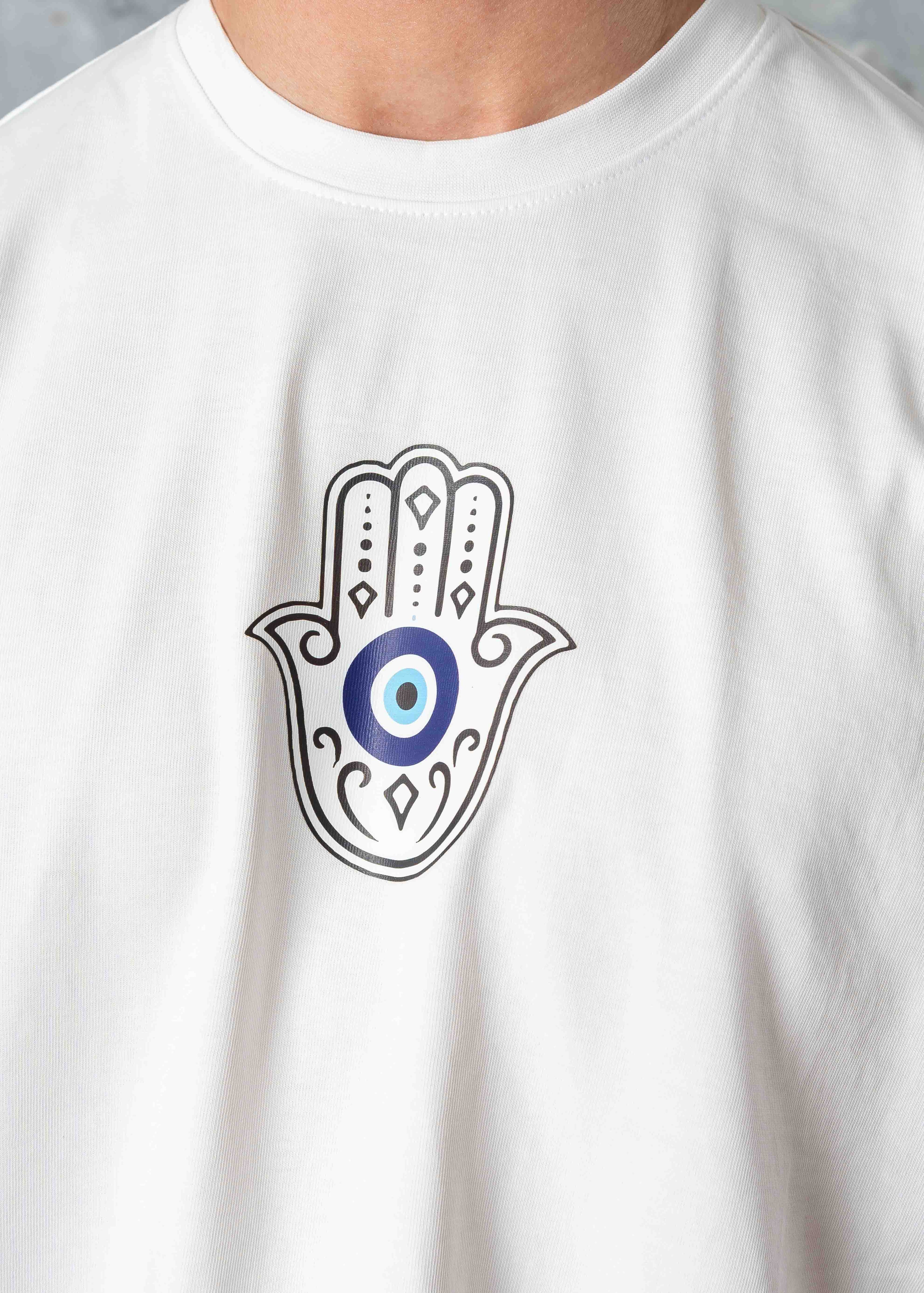 Evil Eye Printed Crewneck T-Shirt - white