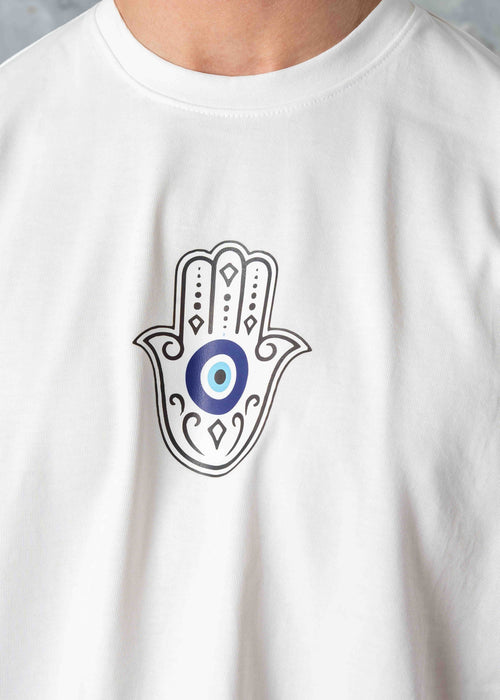 Evil Eye Printed Crewneck T-Shirt - white
