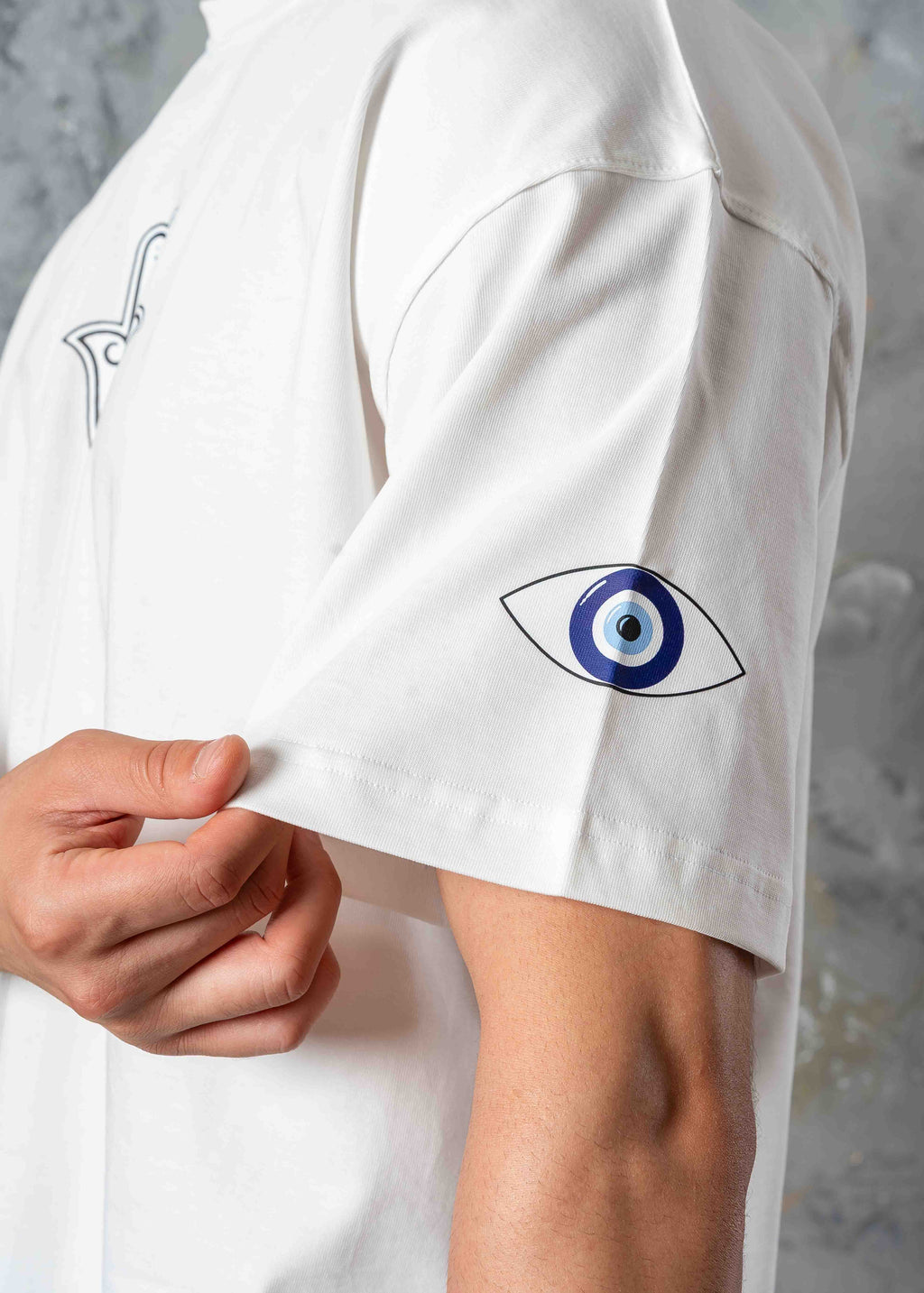 Evil Eye Printed Crewneck T-Shirt - white