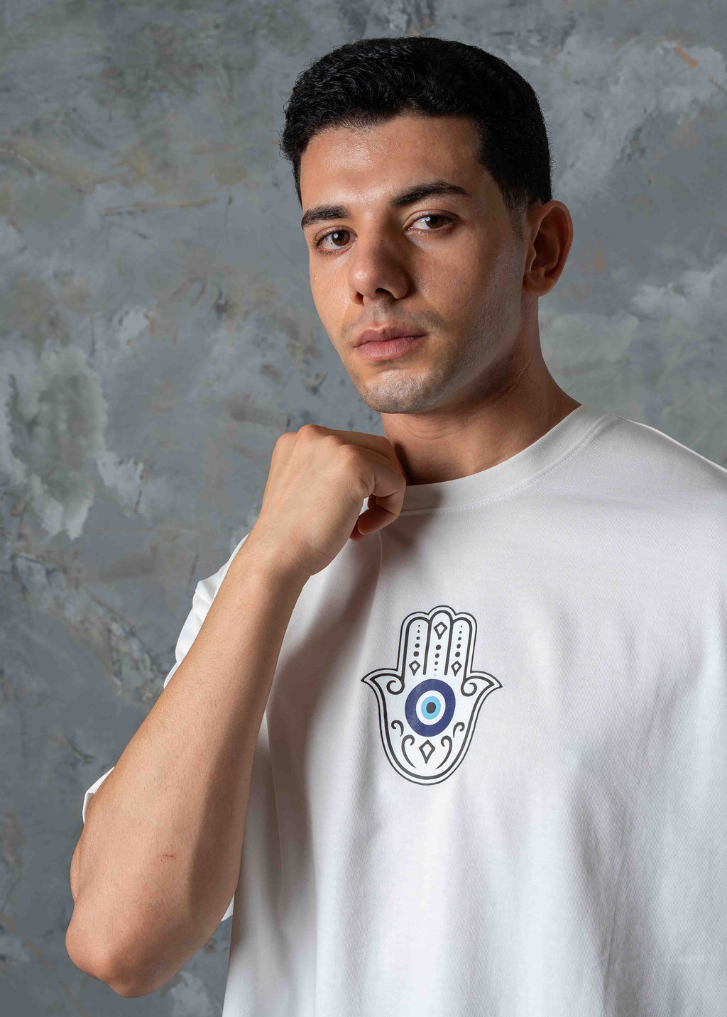 Evil Eye Printed Crewneck T-Shirt - white