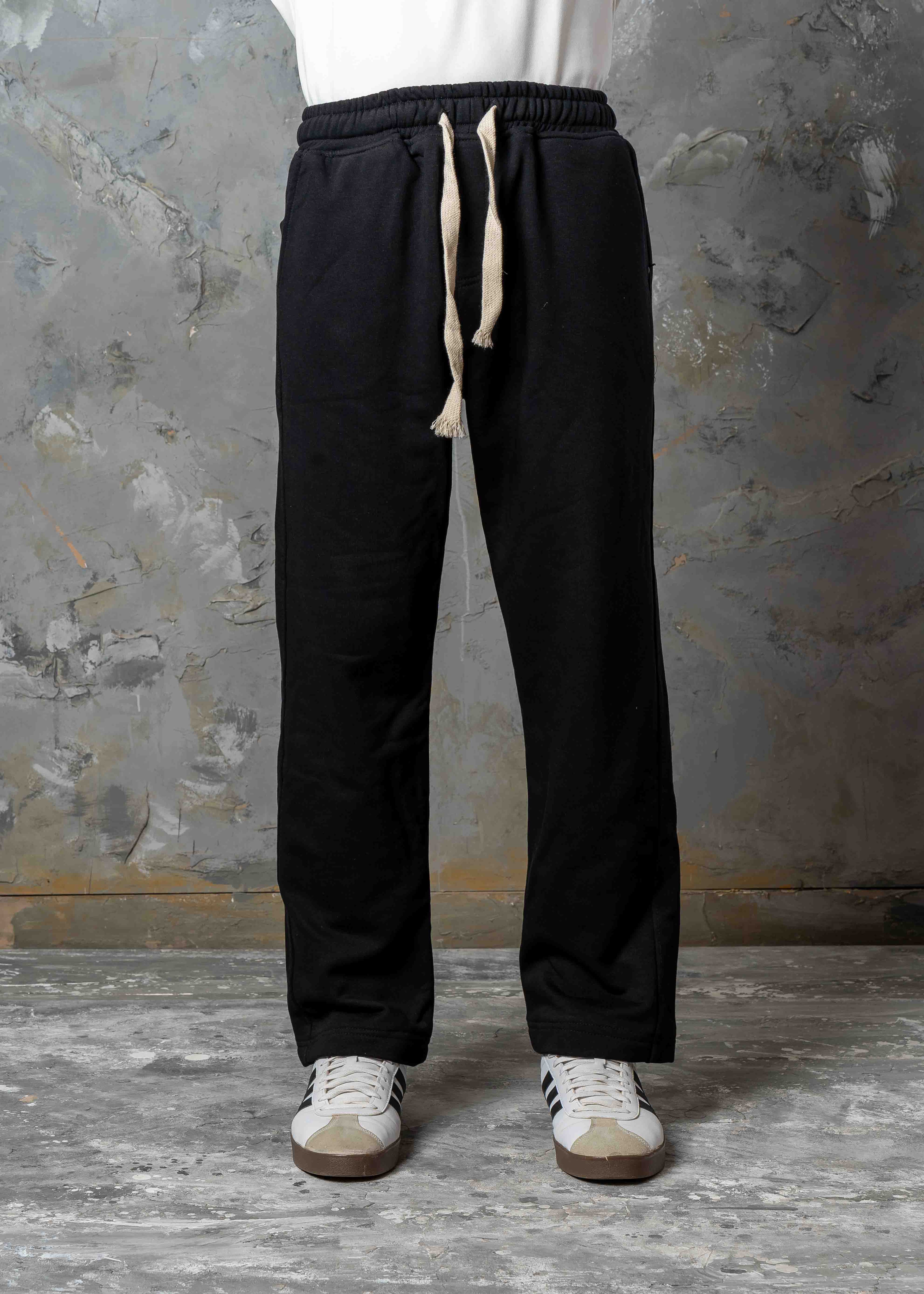 Relaxed Straight Sweatpants - black