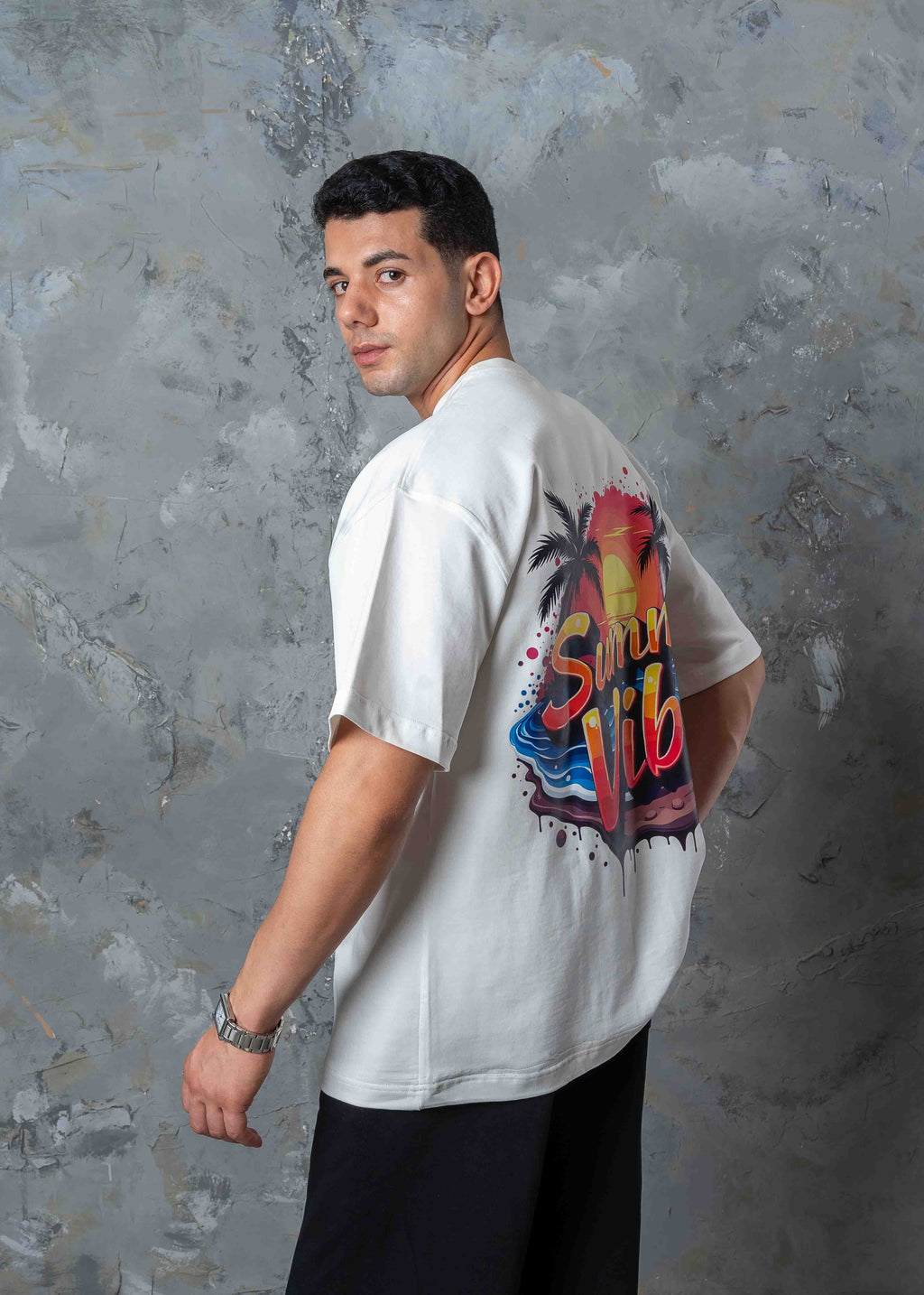 Hawaii Summer Vibes Back Graphic T-Shirt - white
