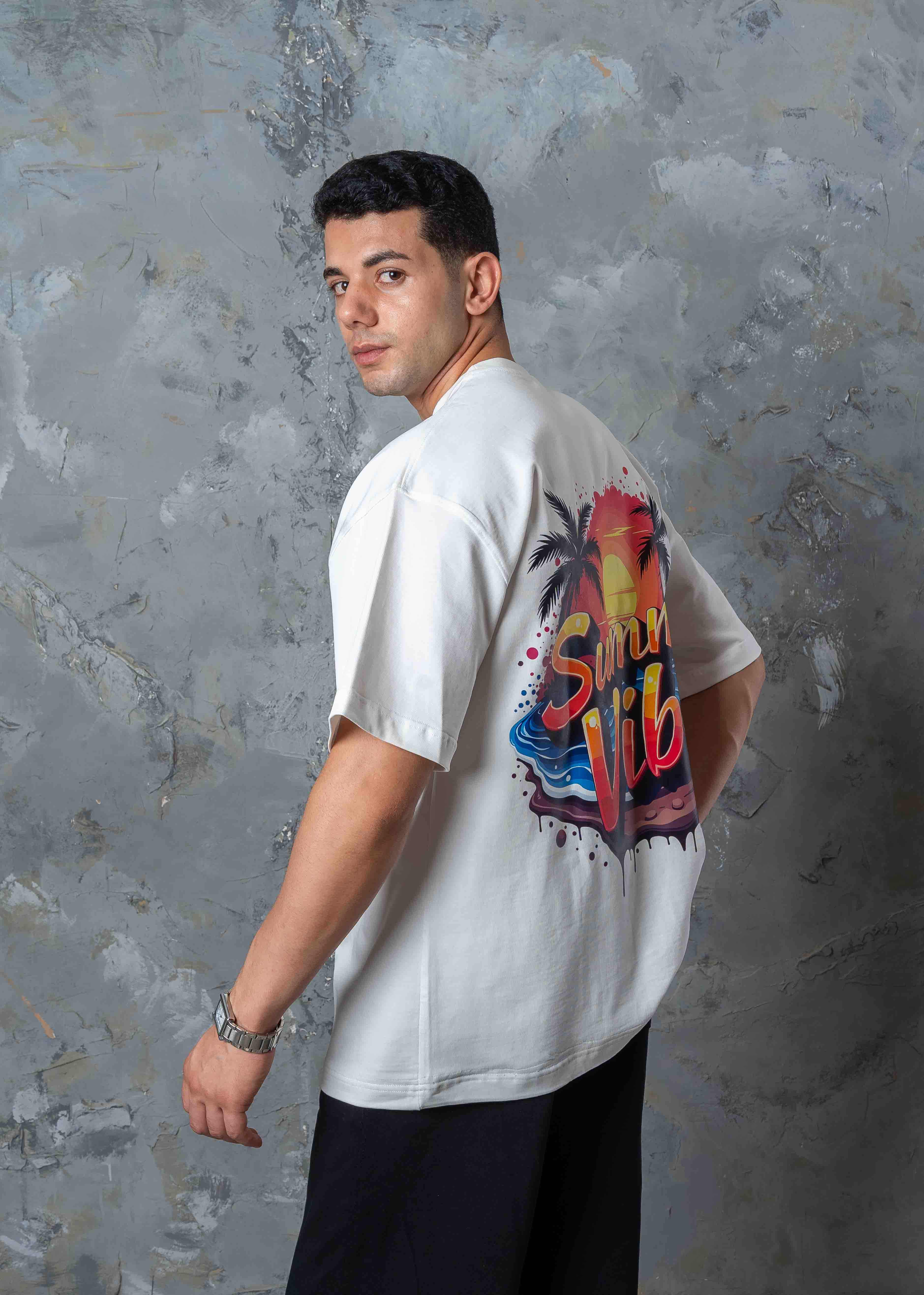 Hawaii Summer Vibes Back Graphic T-Shirt - white