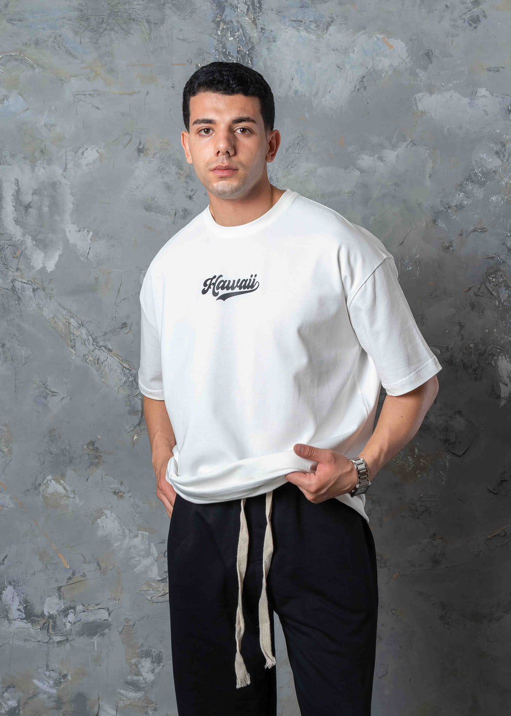 Hawaii Summer Vibes Back Graphic T-Shirt - white