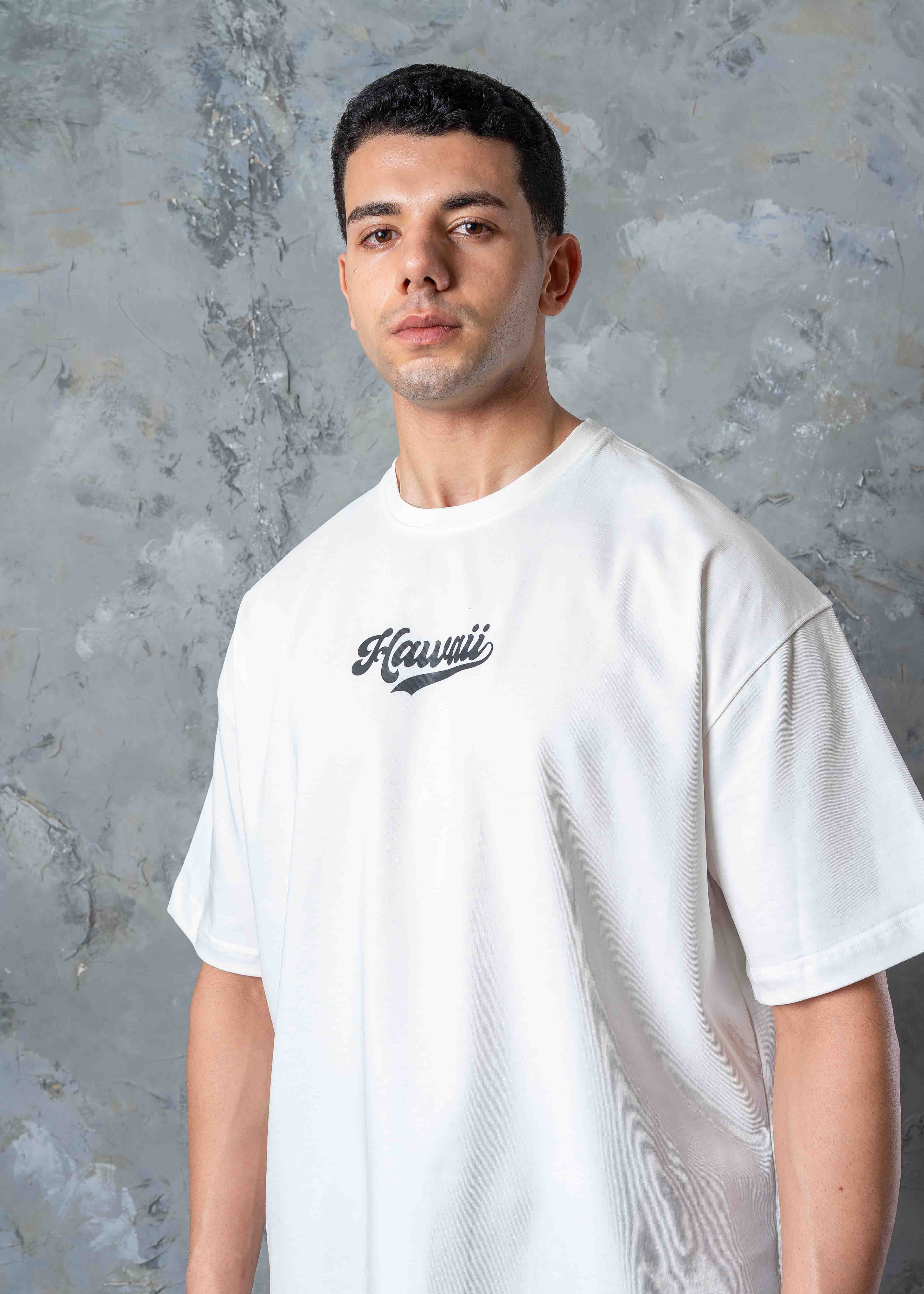 Hawaii Summer Vibes Back Graphic T-Shirt - white