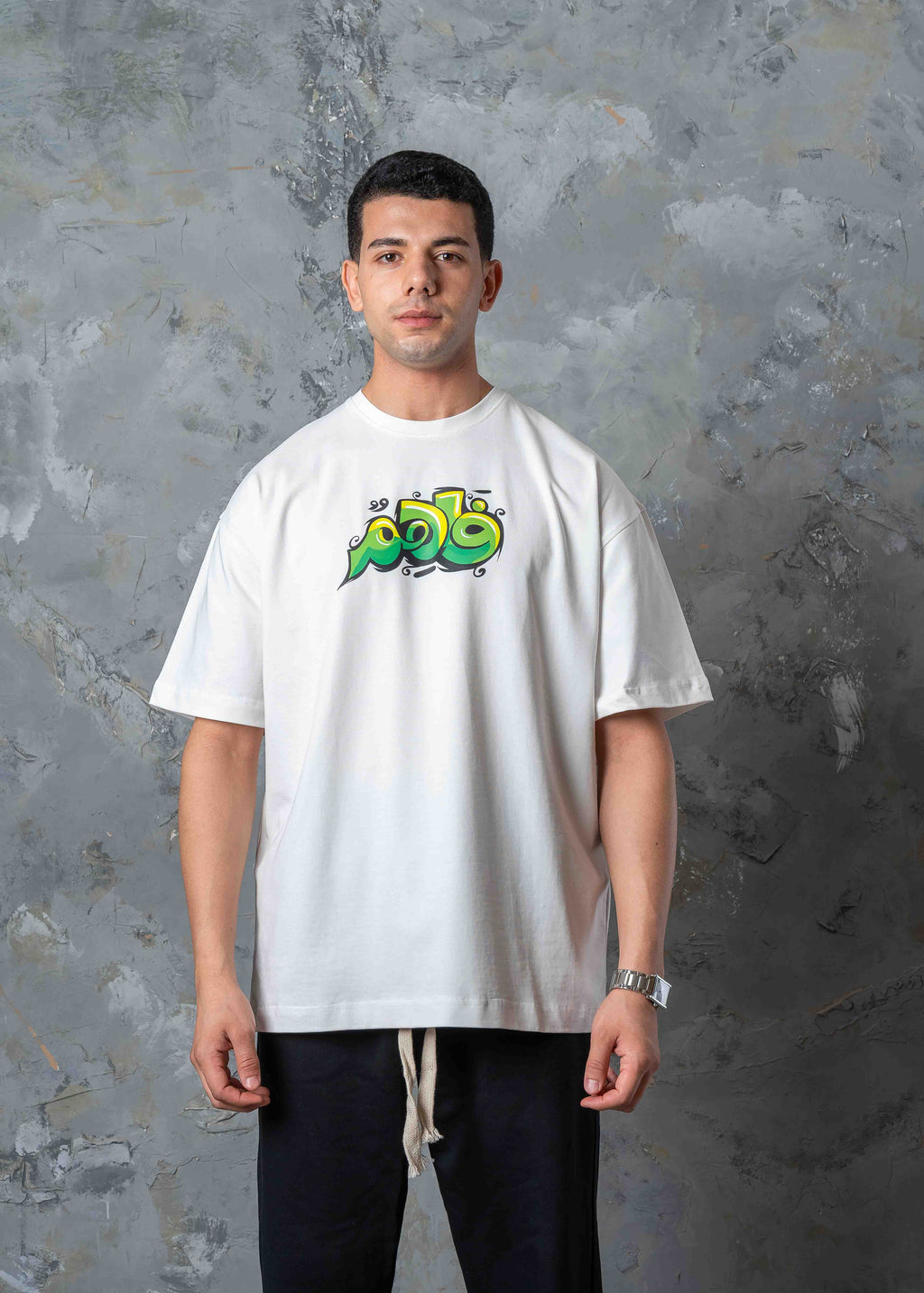 Oversized Ninja Back Graphic T-Shirt - white