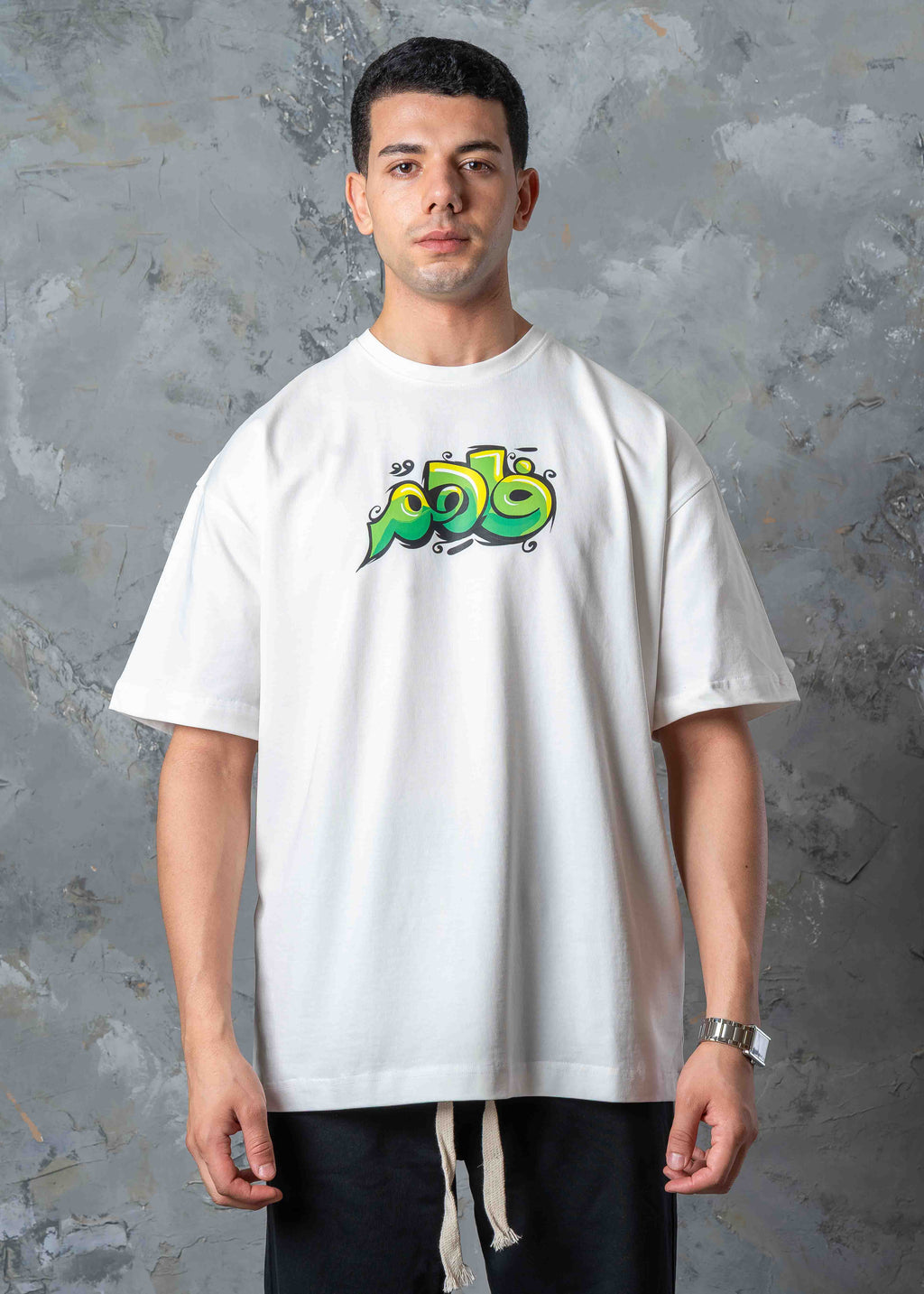Oversized Ninja Back Graphic T-Shirt - white