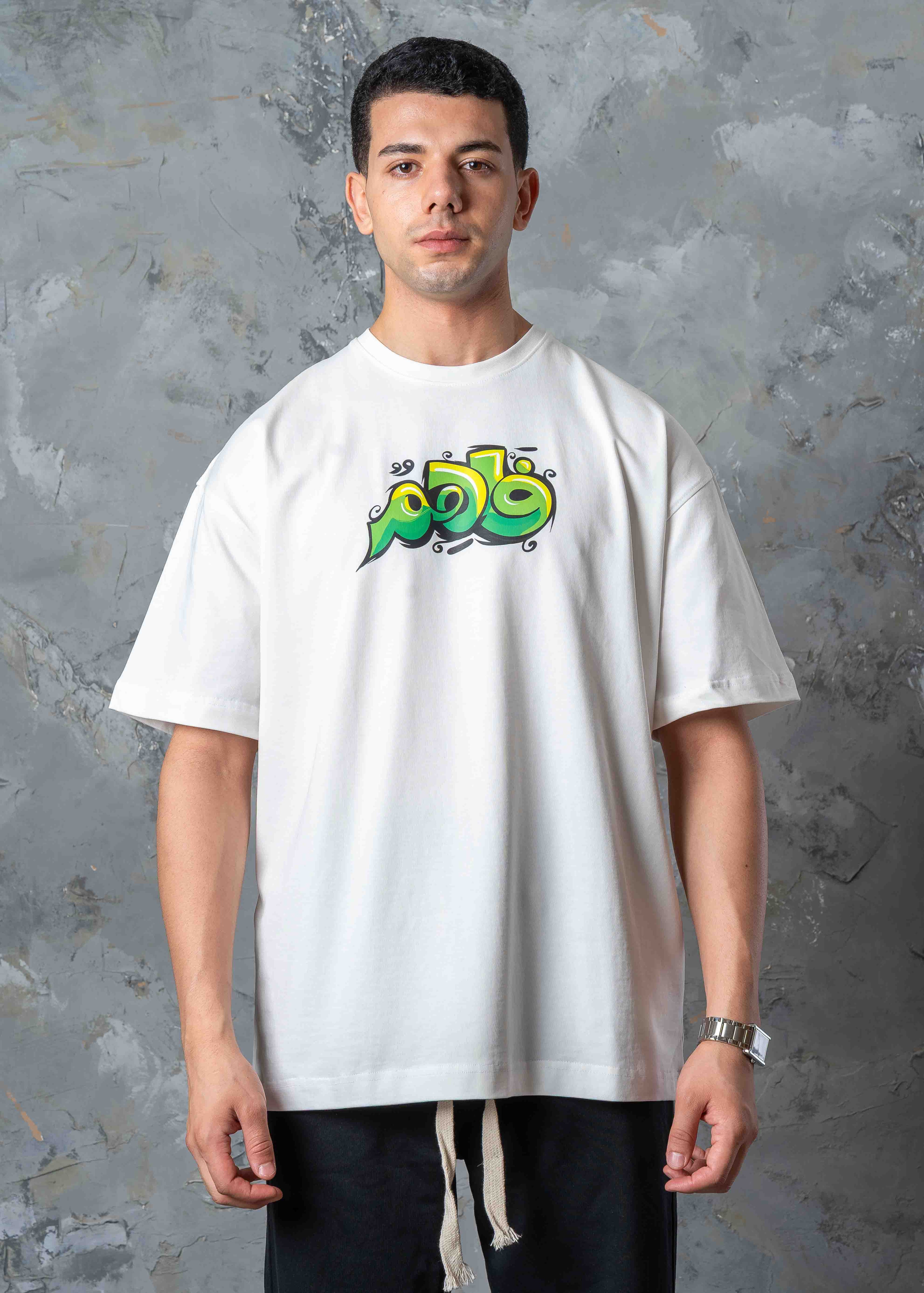 Oversized Ninja Back Graphic T-Shirt - white