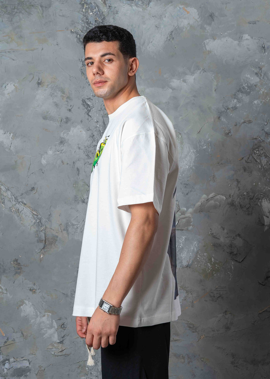 Oversized Ninja Back Graphic T-Shirt - white