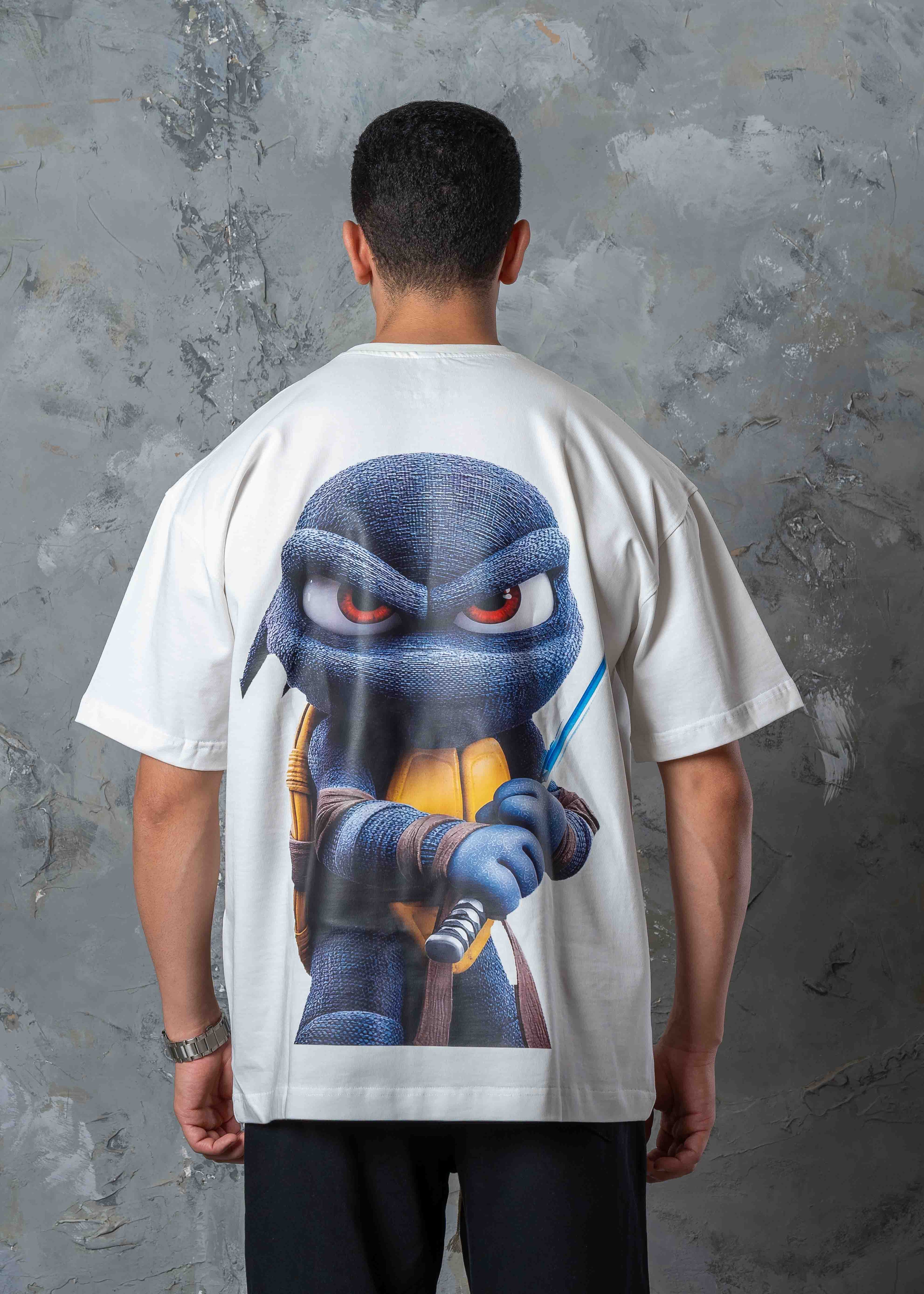 Oversized Ninja Back Graphic T-Shirt - white