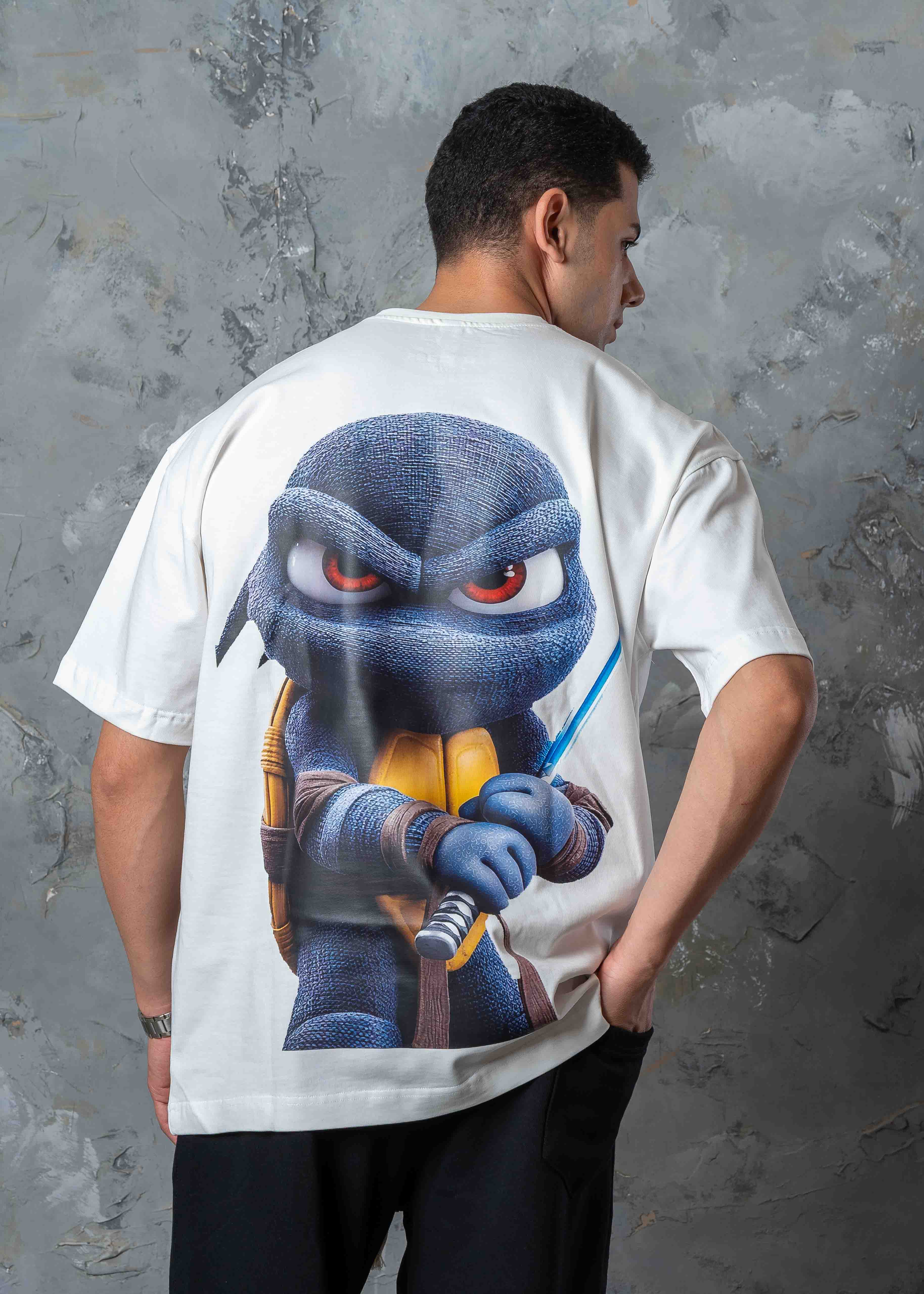 Oversized Ninja Back Graphic T-Shirt - white