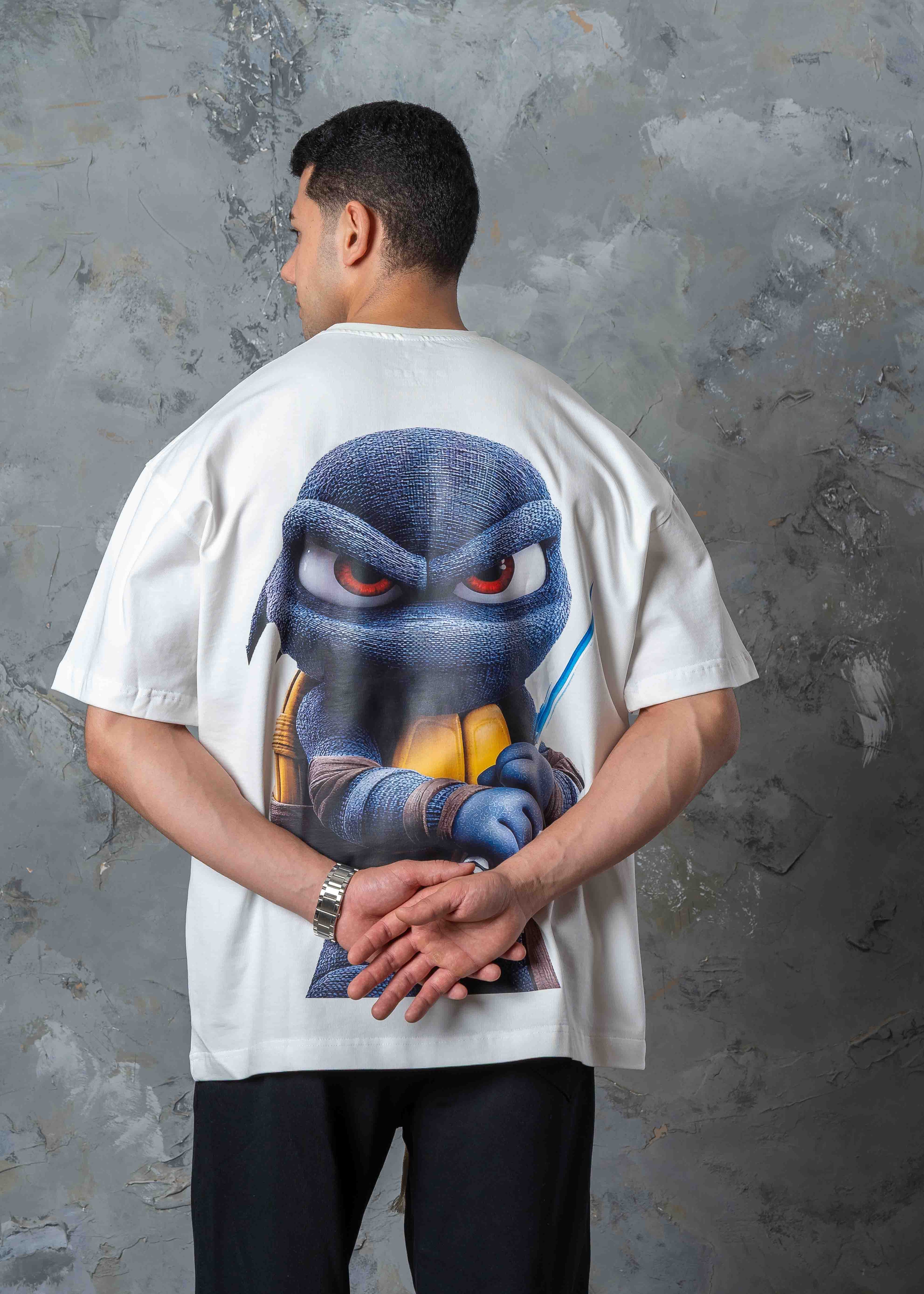 Oversized Ninja Back Graphic T-Shirt - white