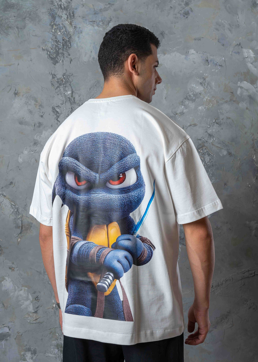 Oversized Ninja Back Graphic T-Shirt - white