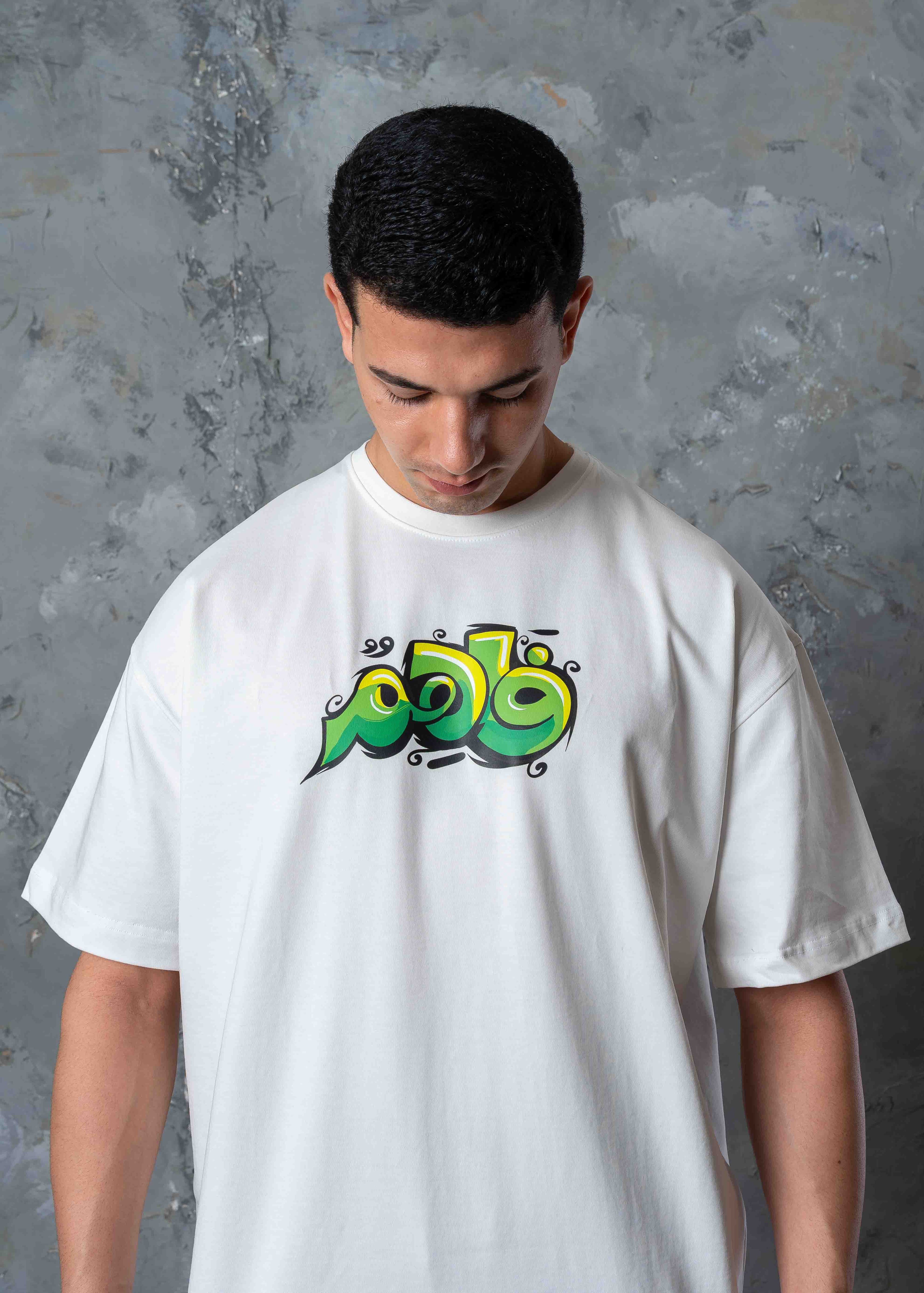 Oversized Ninja Back Graphic T-Shirt - white