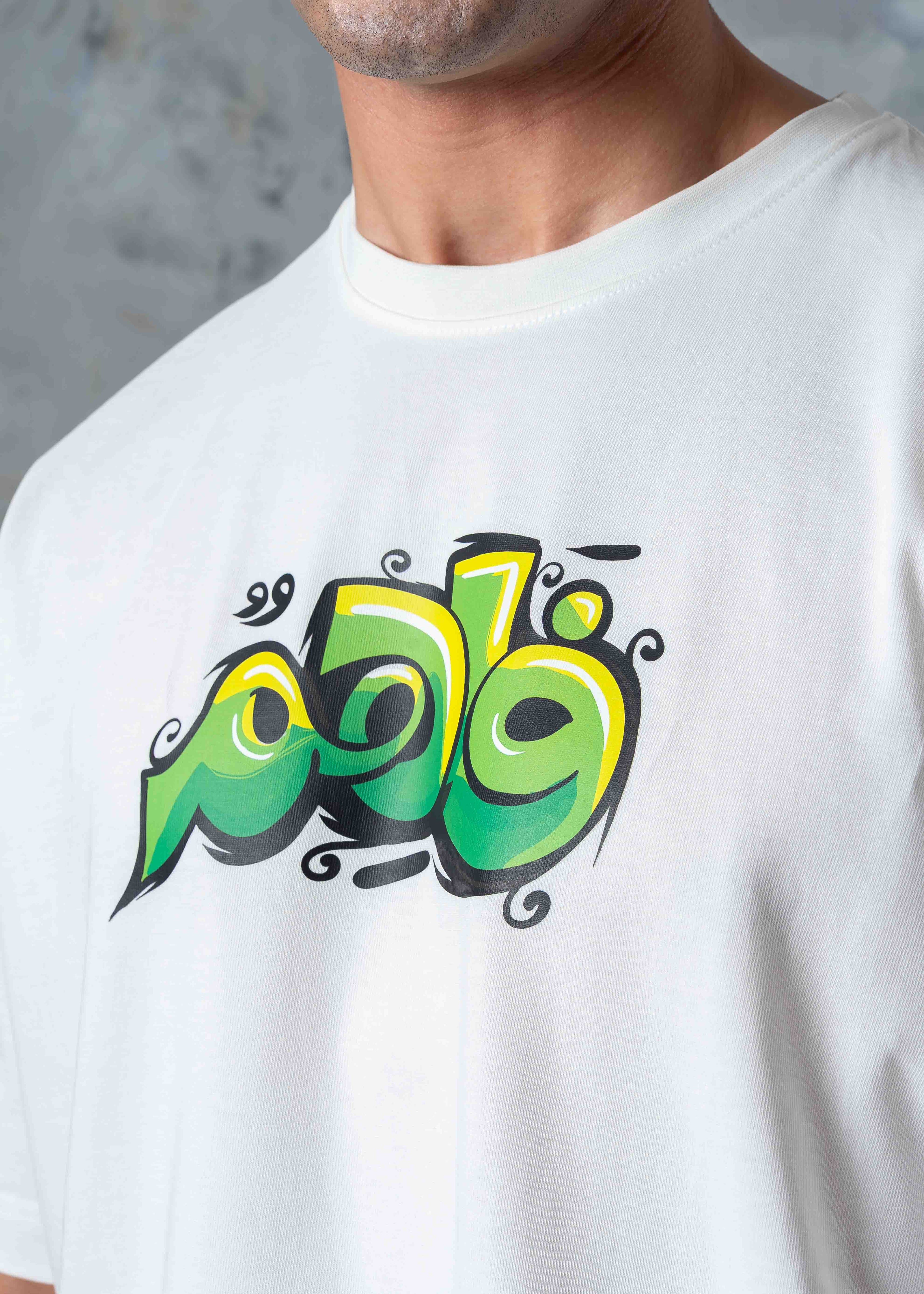 Oversized Ninja Back Graphic T-Shirt - white