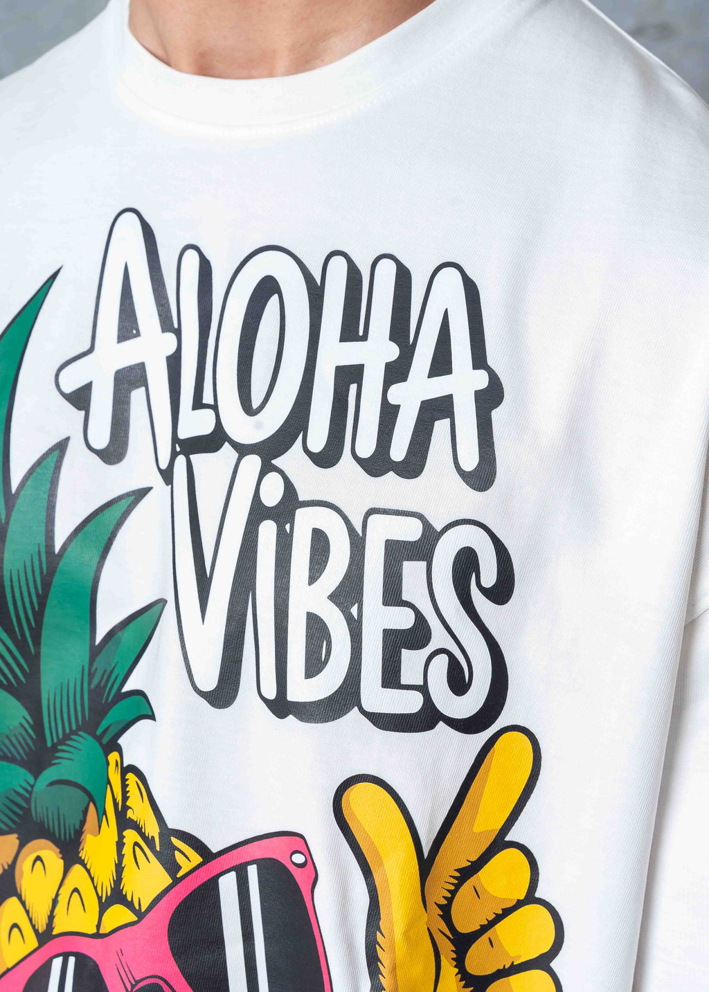 Aloha Vibes Pineapple Graphic T-Shirt - white