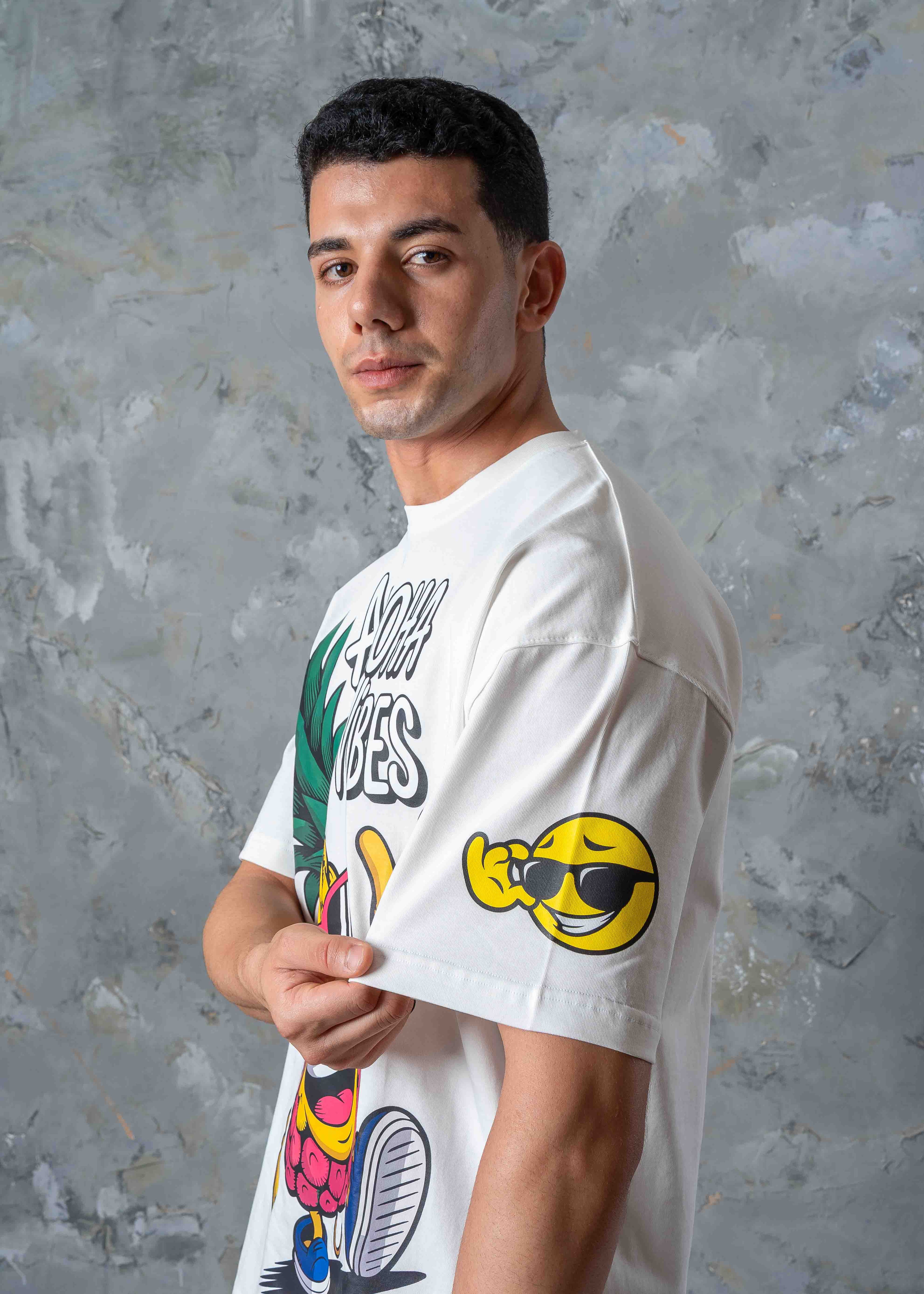 Aloha Vibes Pineapple Graphic T-Shirt - white