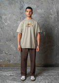 Oversized Horus Egyptian Graphic T-Shirt - khaki