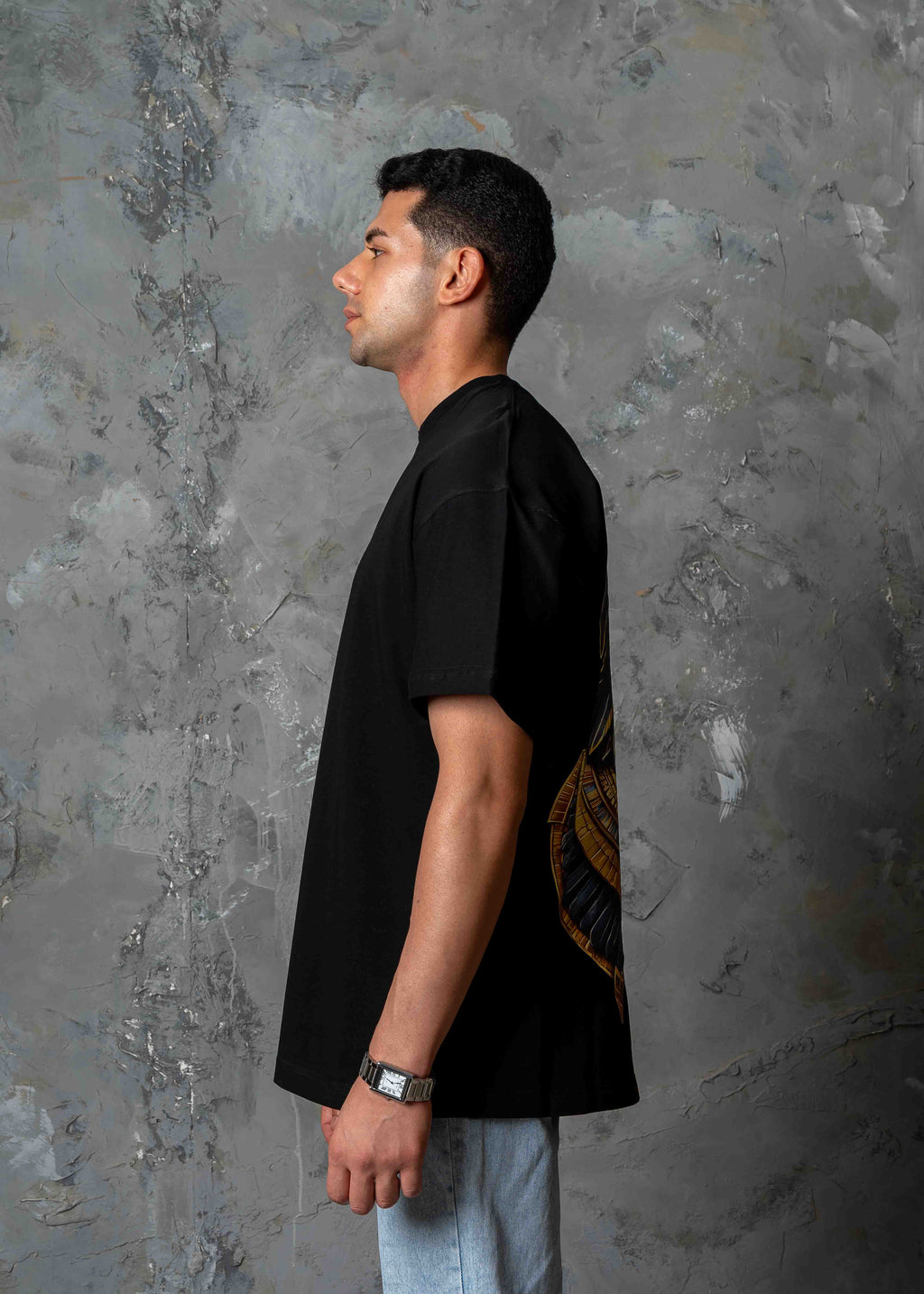 Golden Falcon Drop Shoulder T-Shirt - black