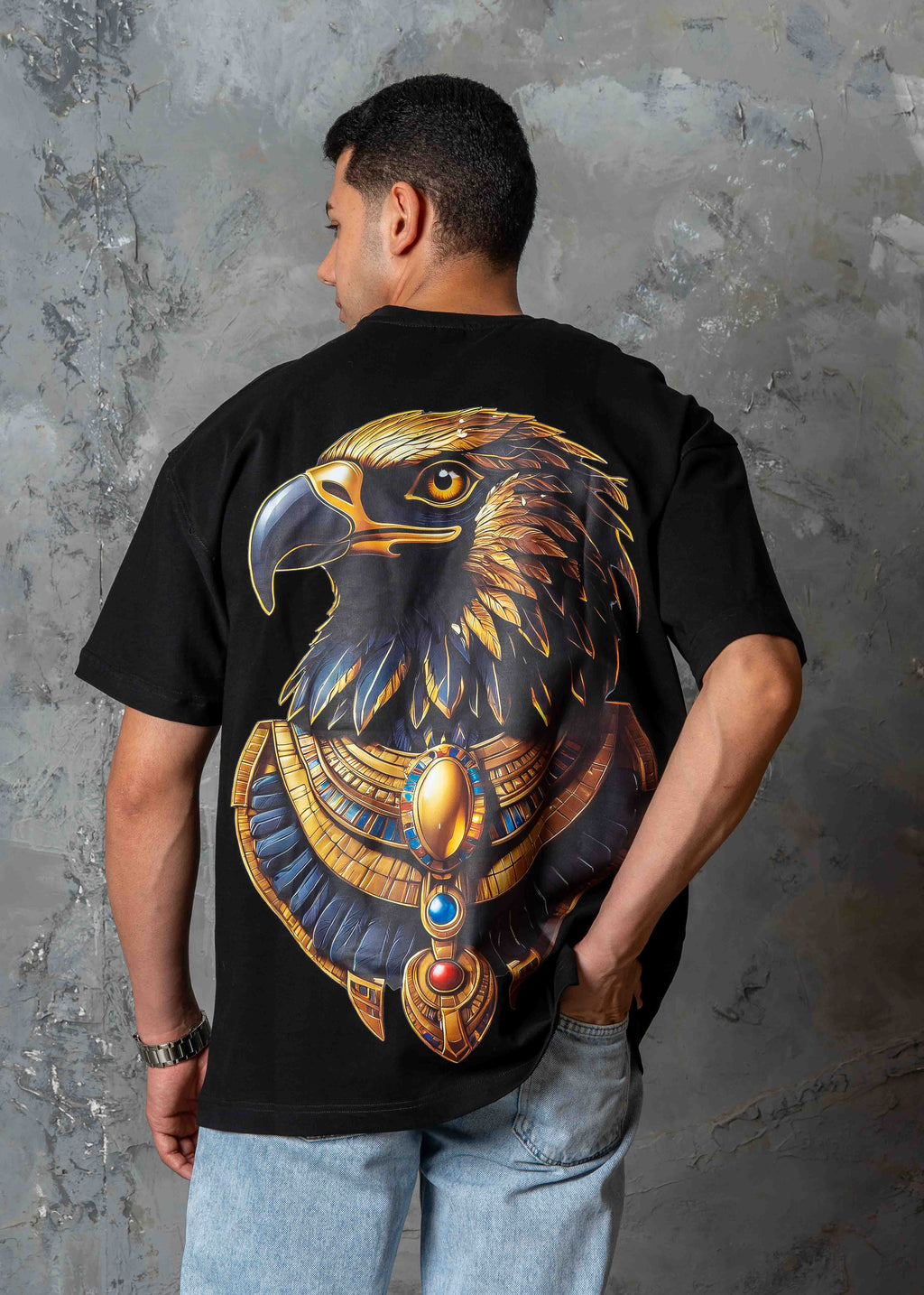 Golden Falcon Drop Shoulder T-Shirt - black