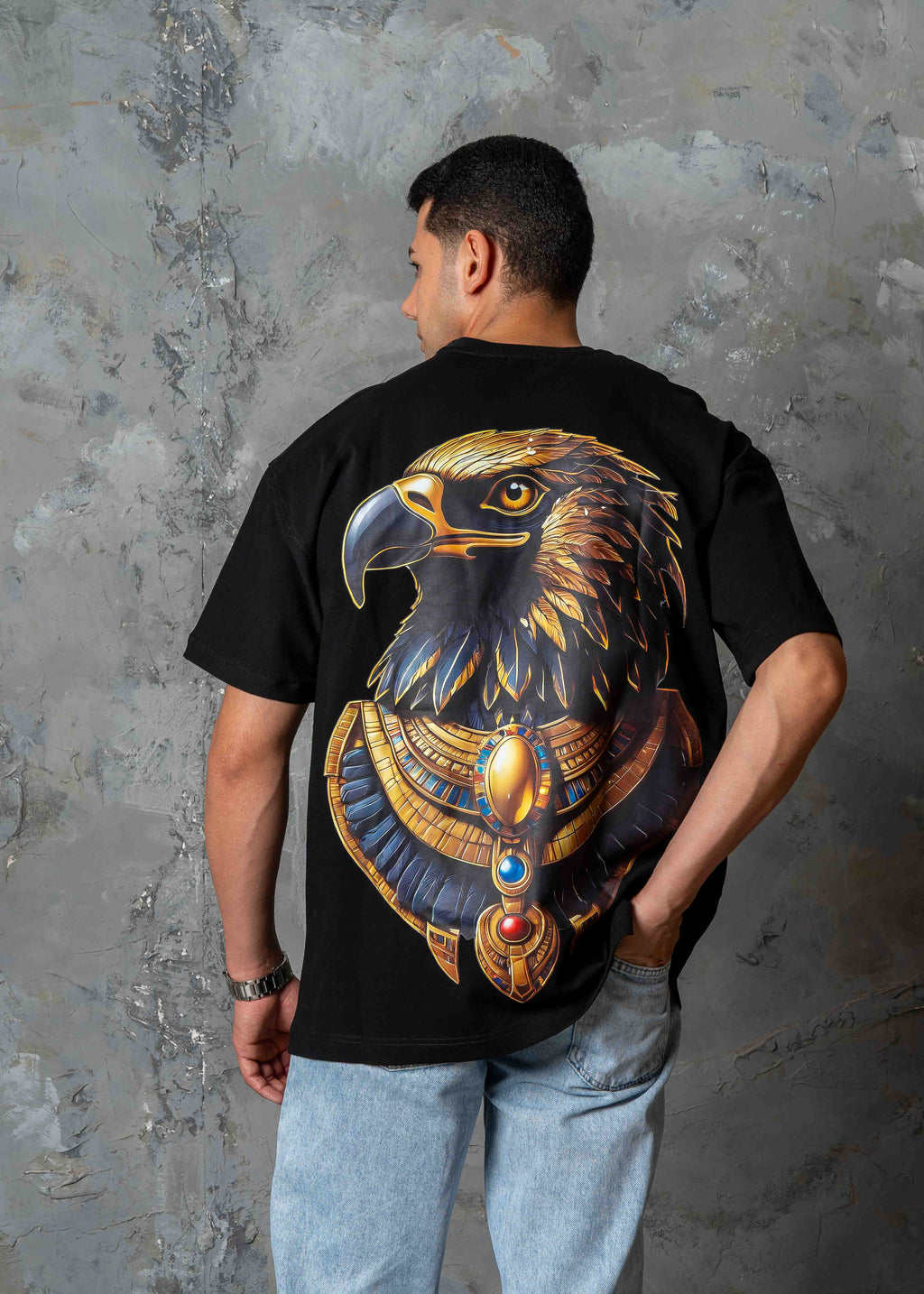 Golden Falcon Drop Shoulder T-Shirt - black