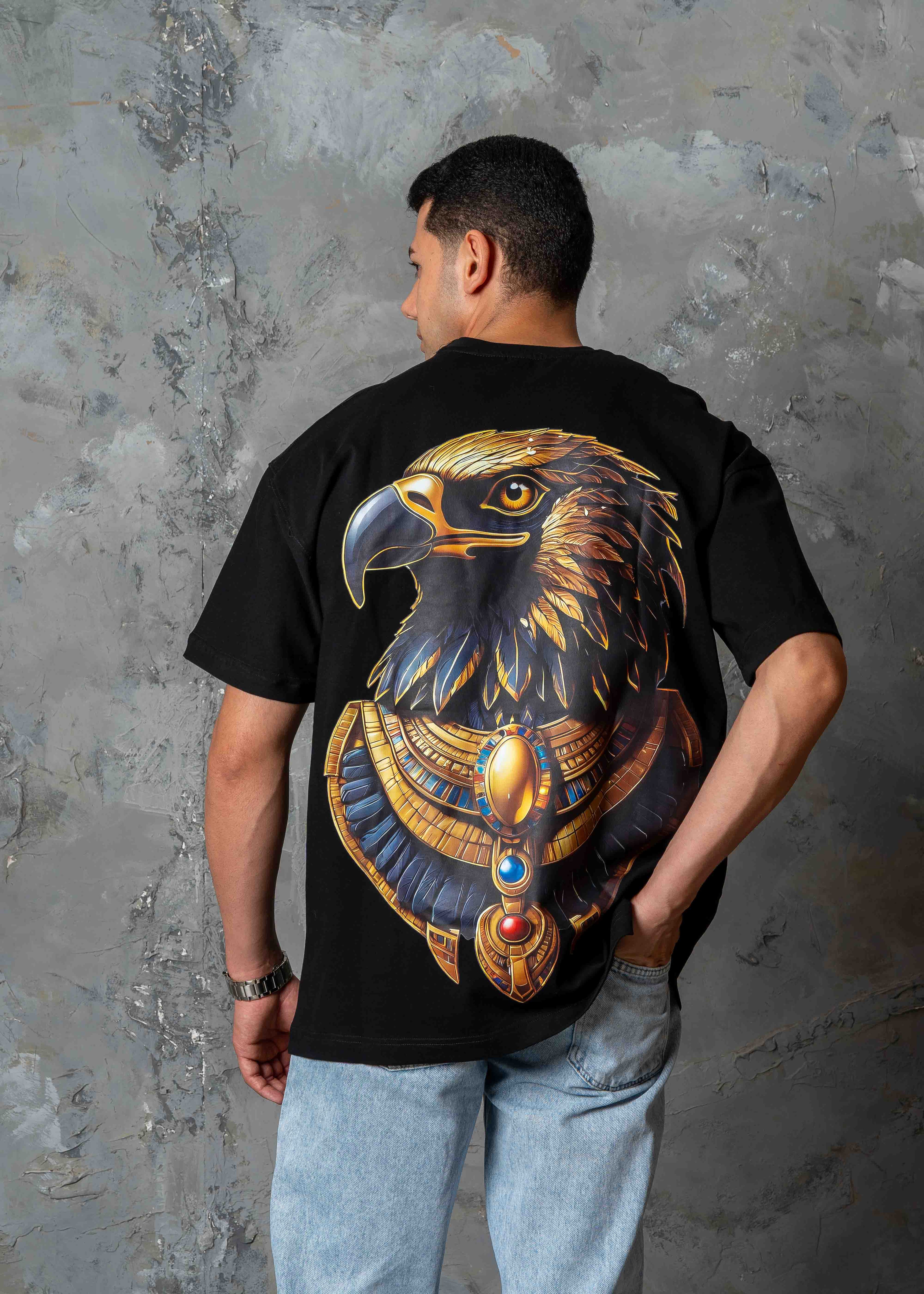 Golden Falcon Drop Shoulder T-Shirt - black