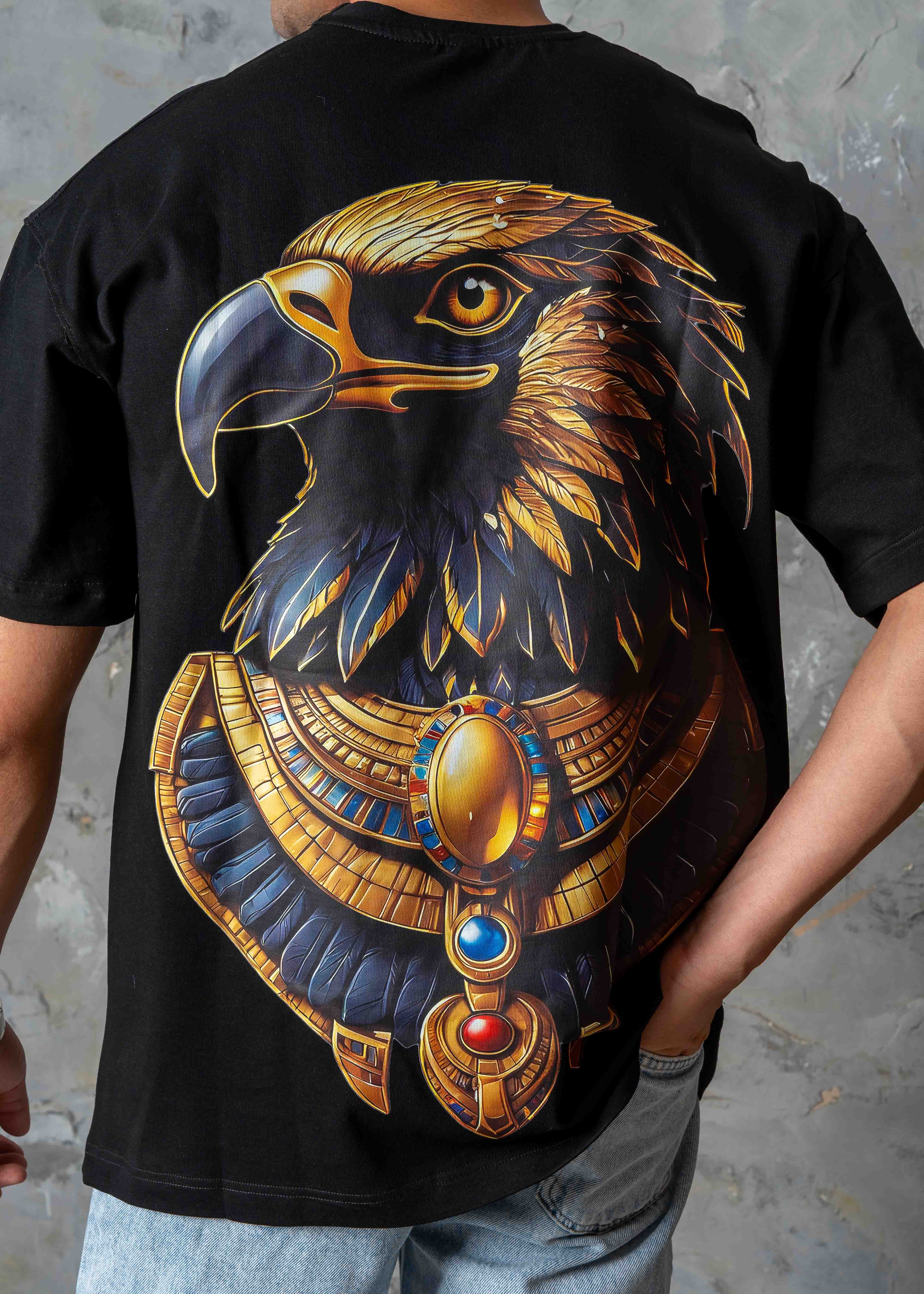 Golden Falcon Drop Shoulder T-Shirt - black