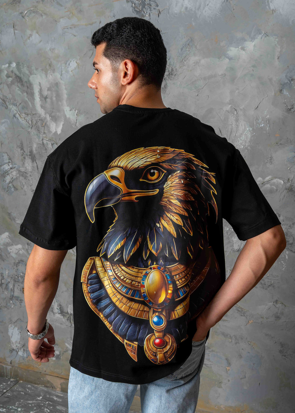 Golden Falcon Drop Shoulder T-Shirt - black