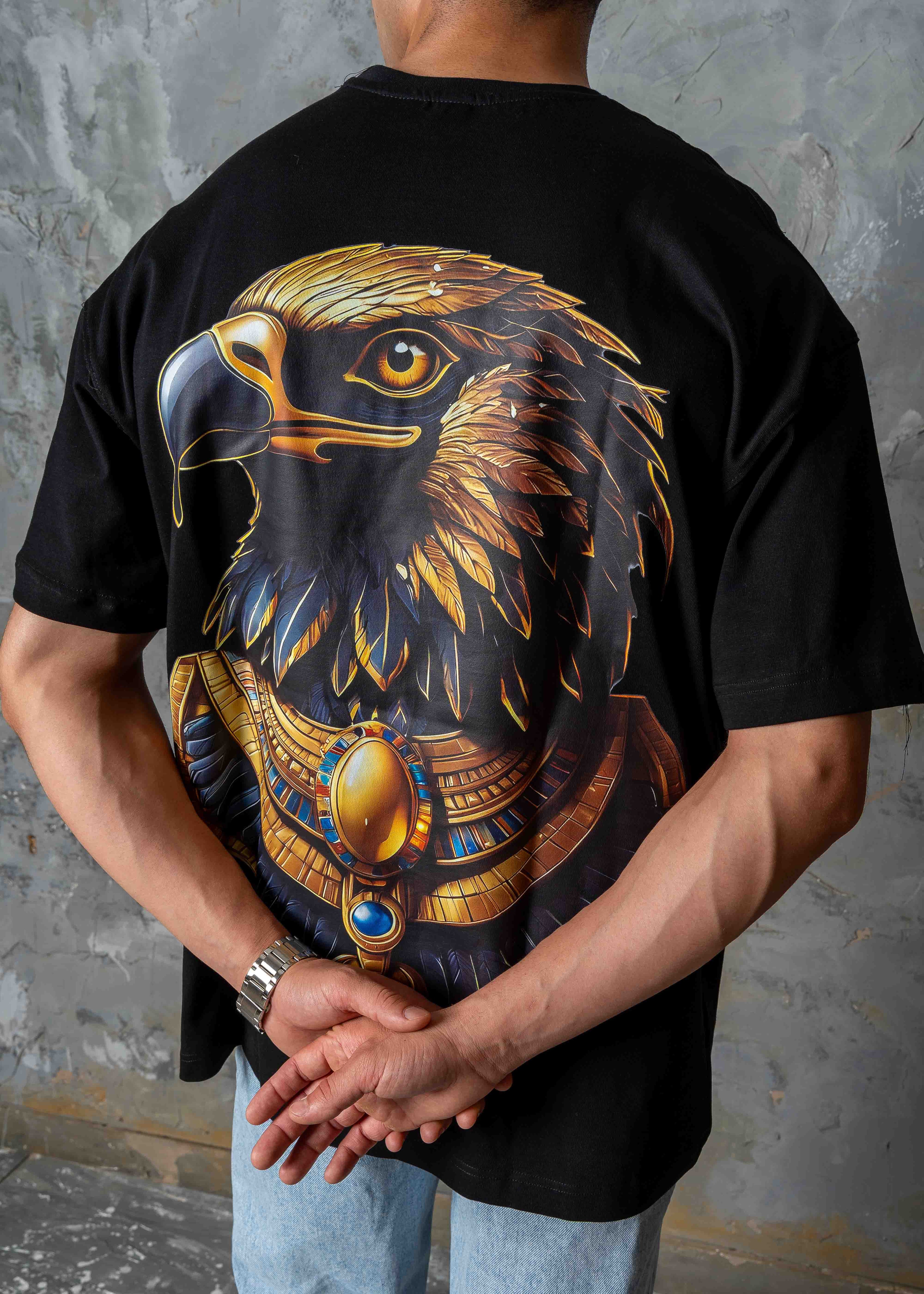 Golden Falcon Drop Shoulder T-Shirt - black