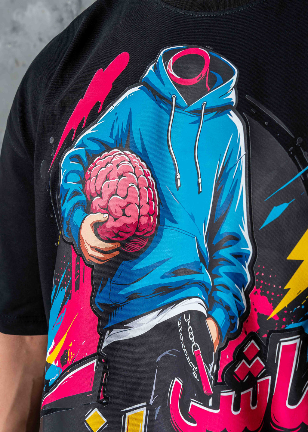 Oversized Mindset Graphic Printed T-Shirt - black