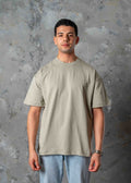 Never Look Back Graphic Oversized T-Shirt - khaki