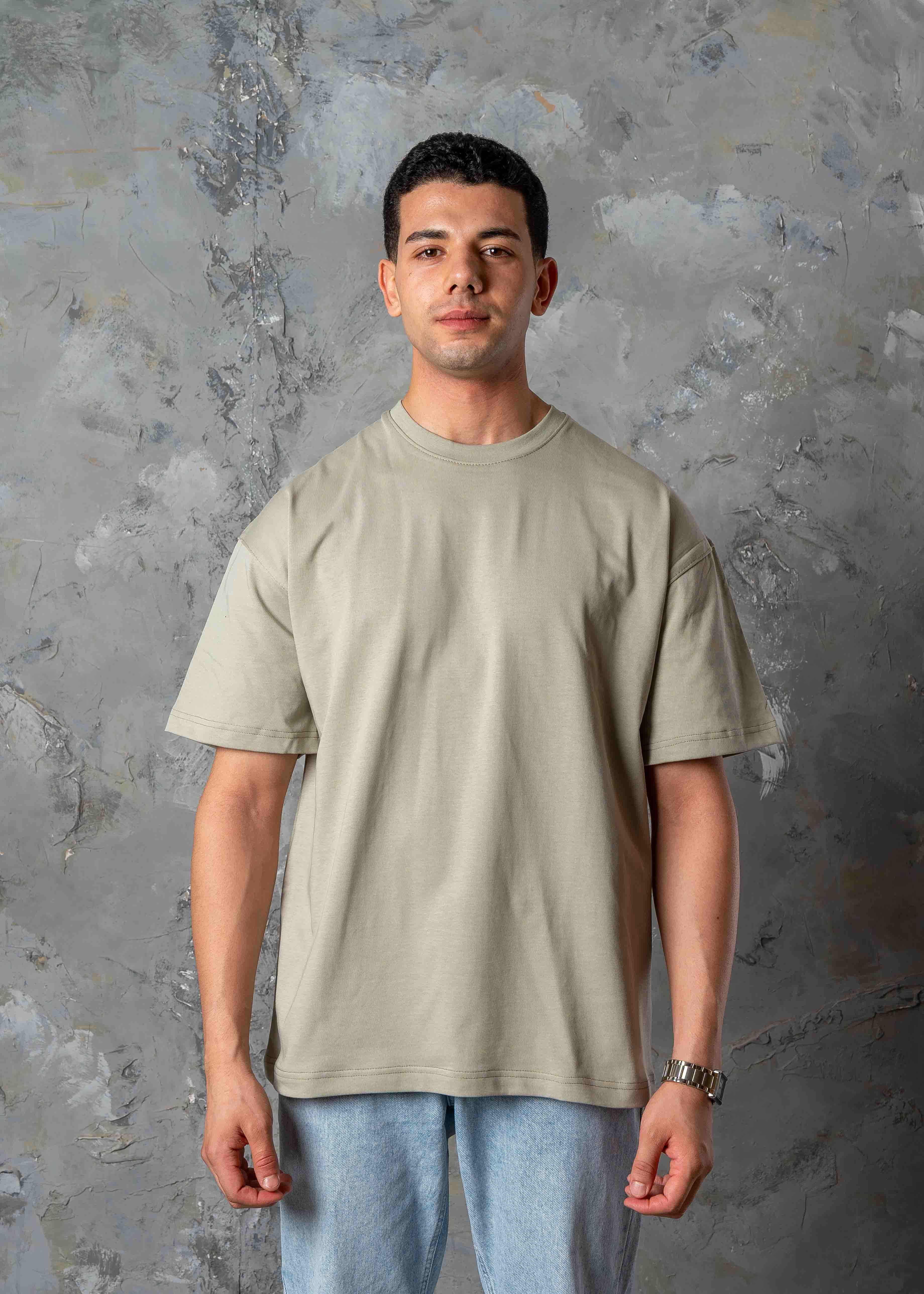 Never Look Back Graphic Oversized T-Shirt - khaki