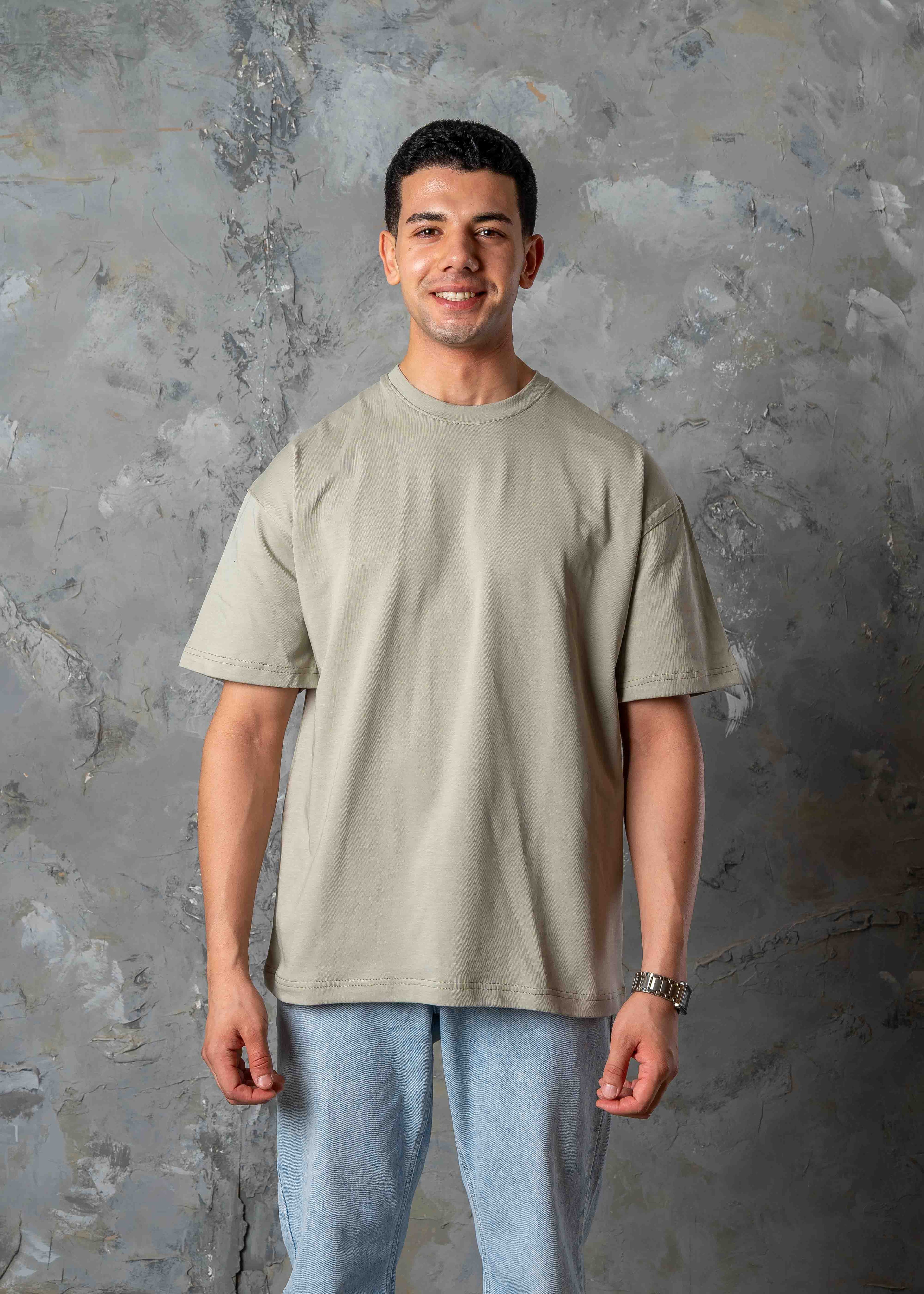 Never Look Back Graphic Oversized T-Shirt - khaki