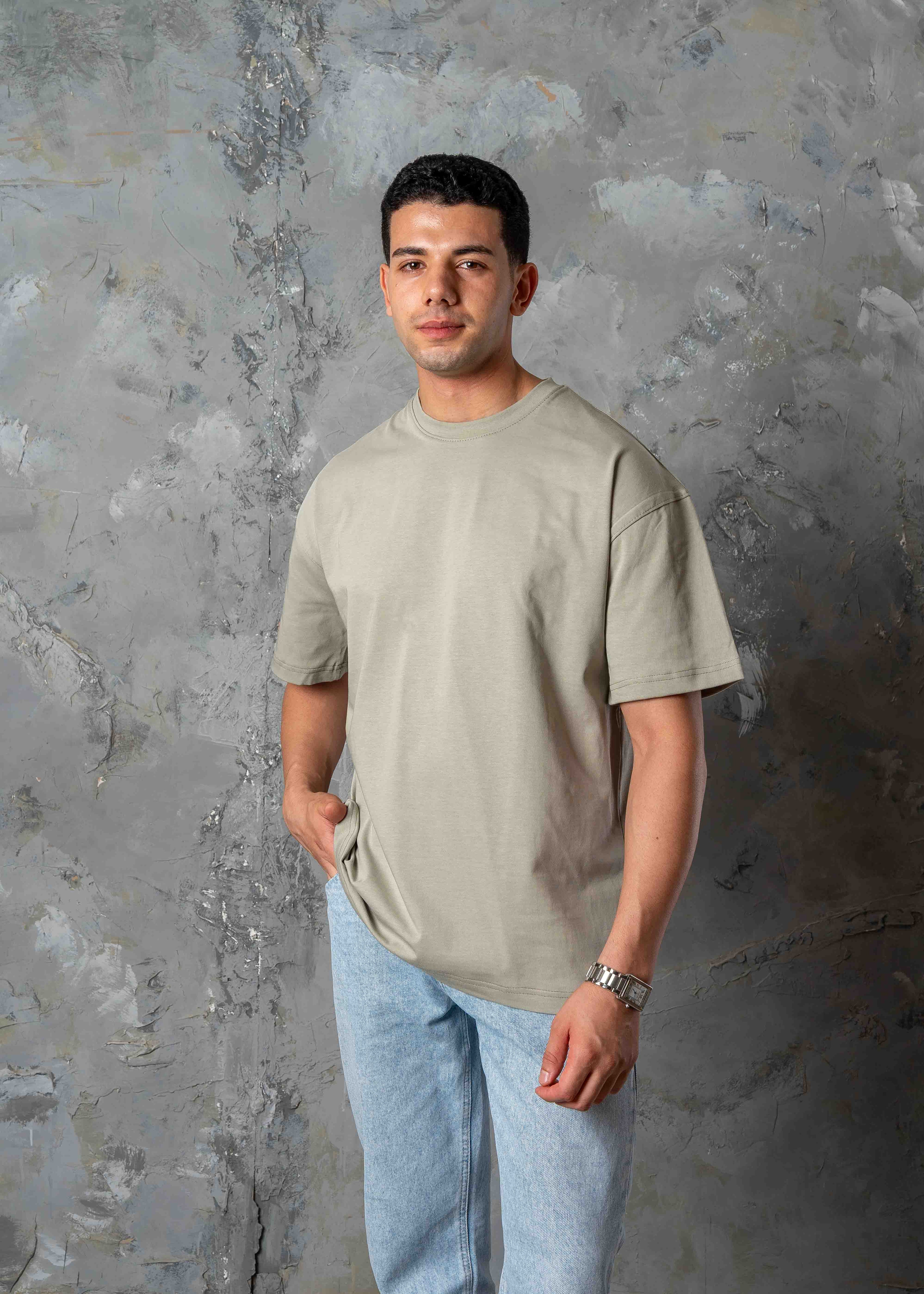 Never Look Back Graphic Oversized T-Shirt - khaki